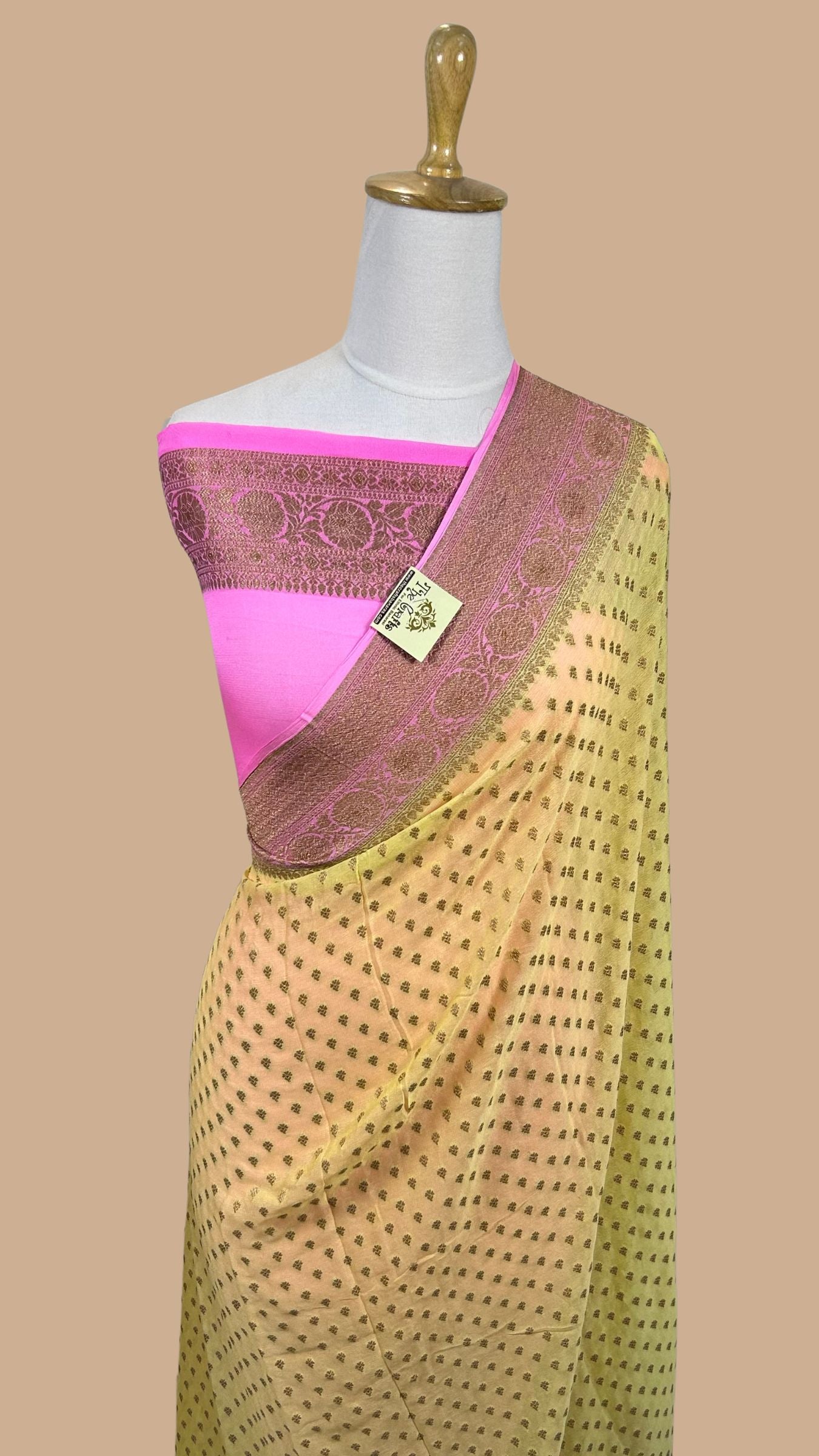 Khaddi Georgette Banarasi Saree - Antique Zari