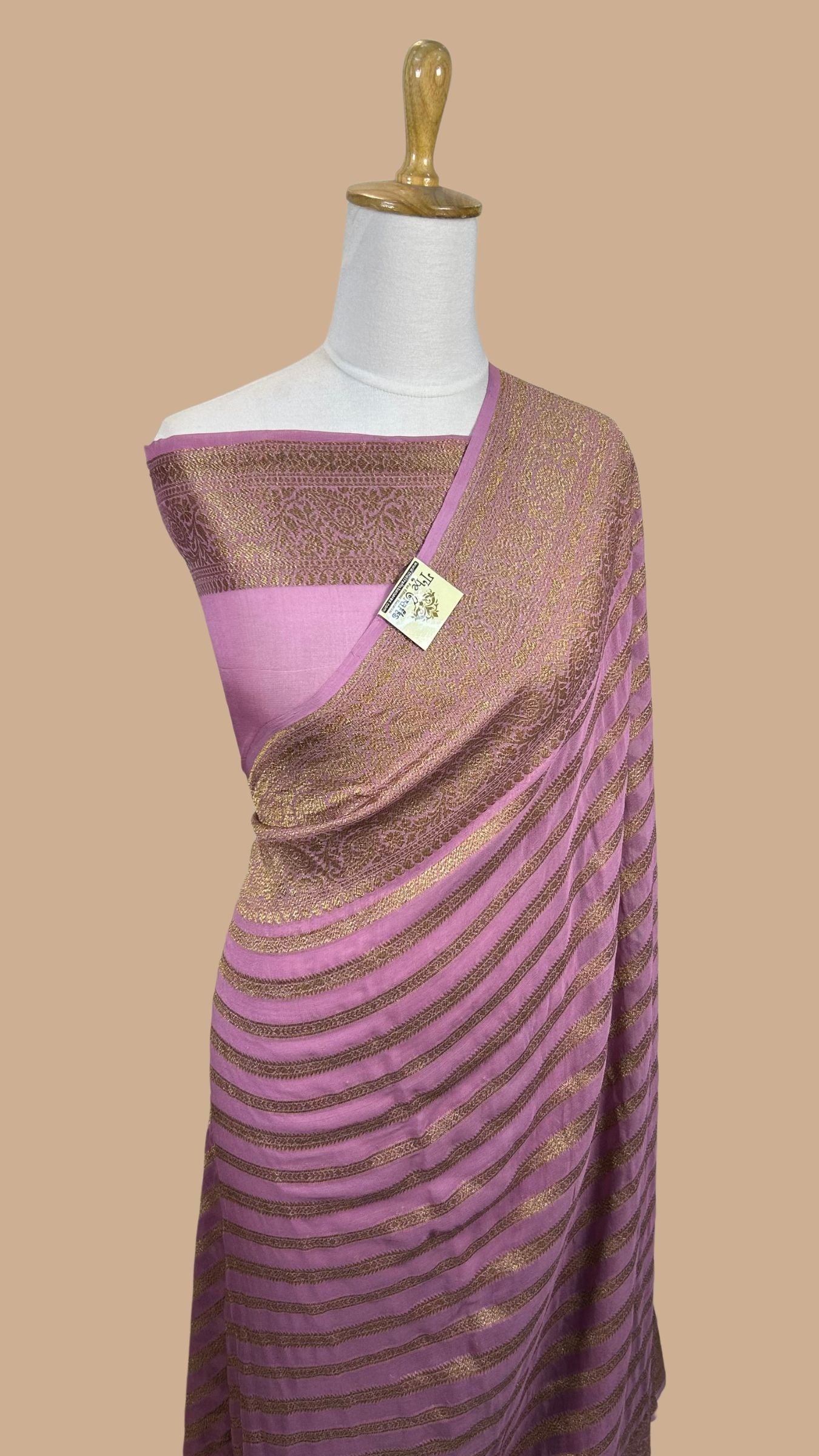 Khaddi Georgette Banarasi Saree - Antique Zari