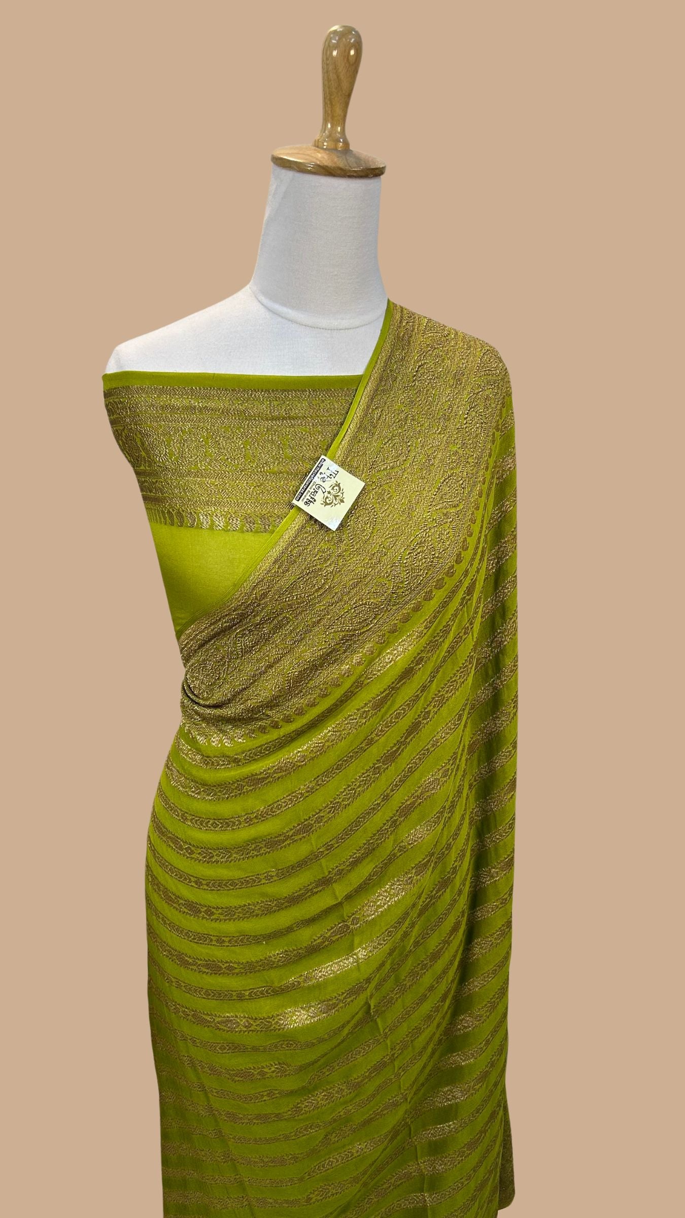 Khaddi Georgette Banarasi Saree - Antique Zari