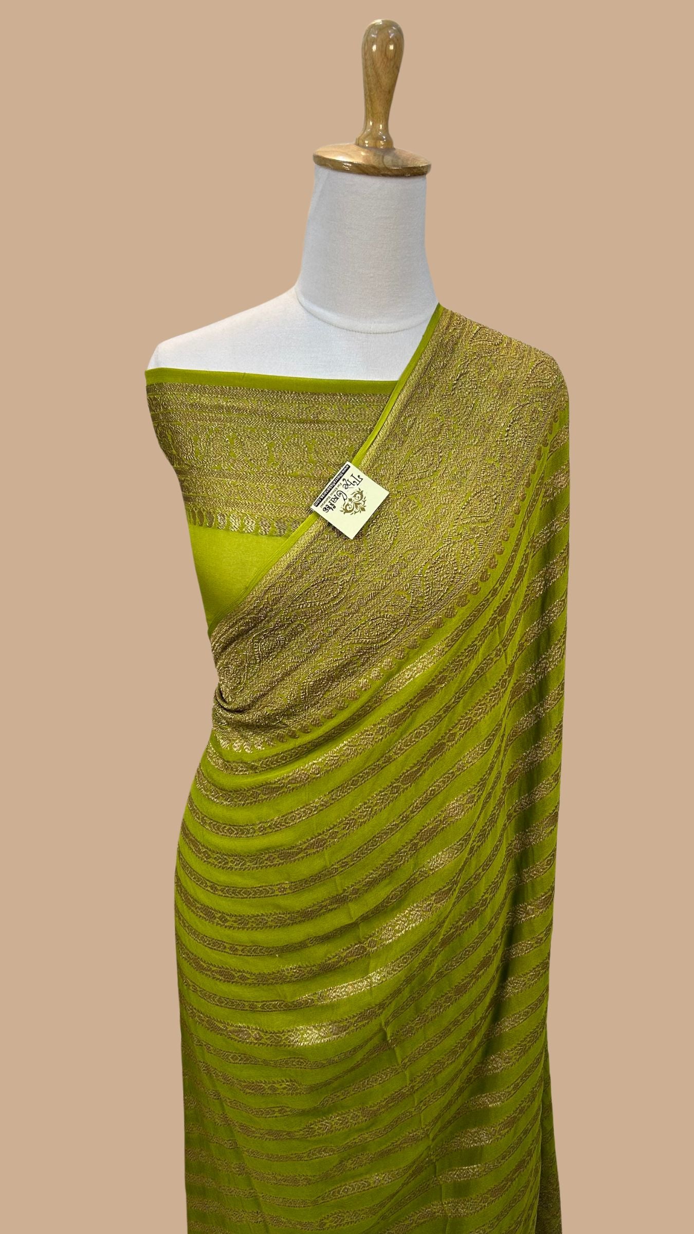 Khaddi Georgette Banarasi Saree - Antique Zari