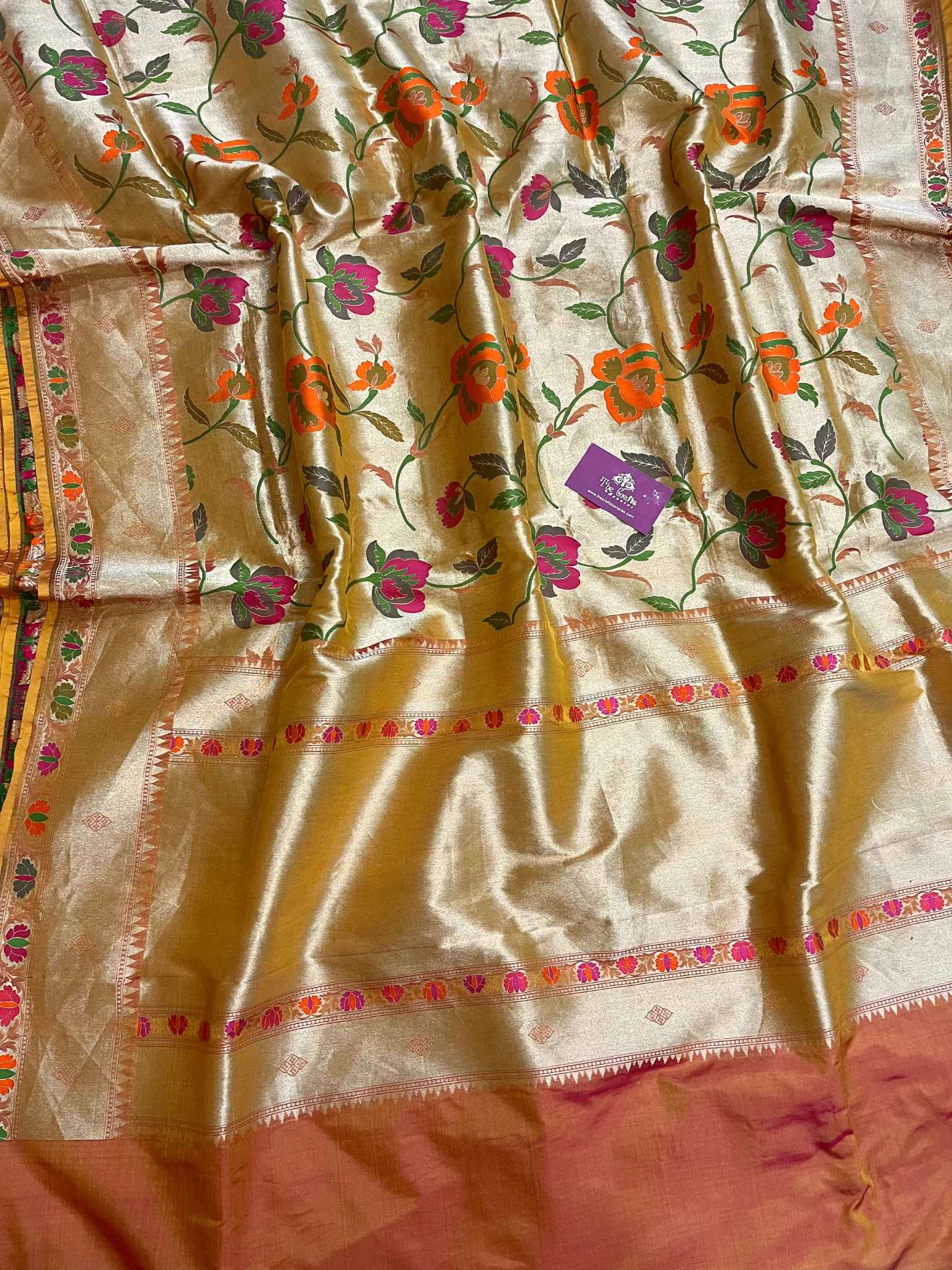 Pure Katan Silk Handloom Banarasi Saree - Kadhua sona rupa work