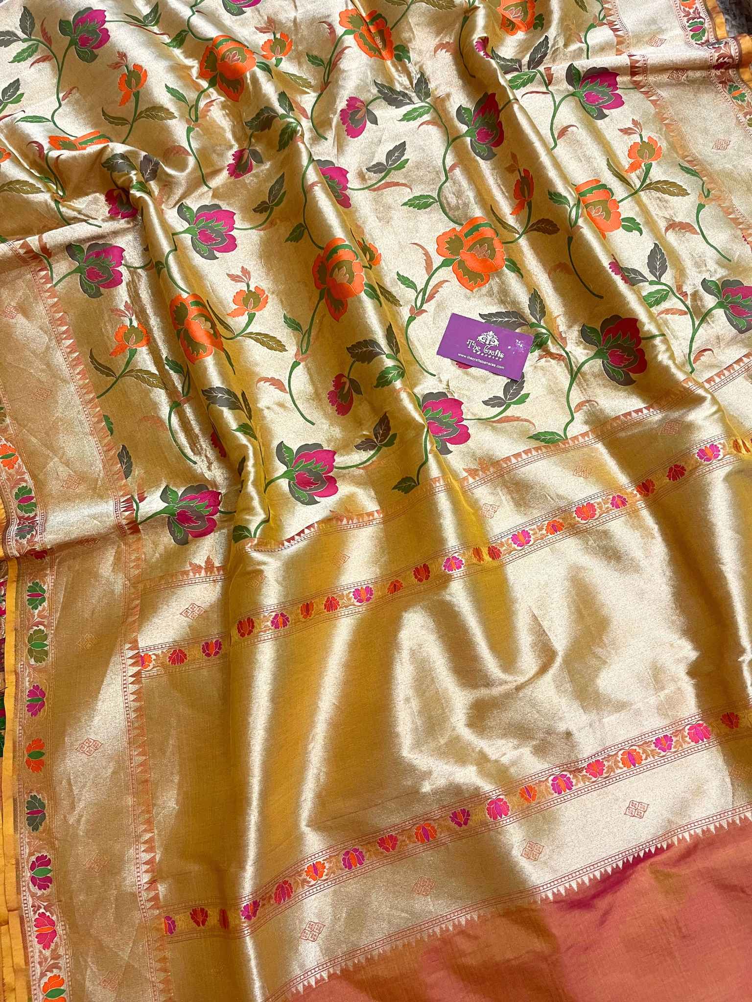 Pure Katan Silk Handloom Banarasi Saree - Kadhua sona rupa work