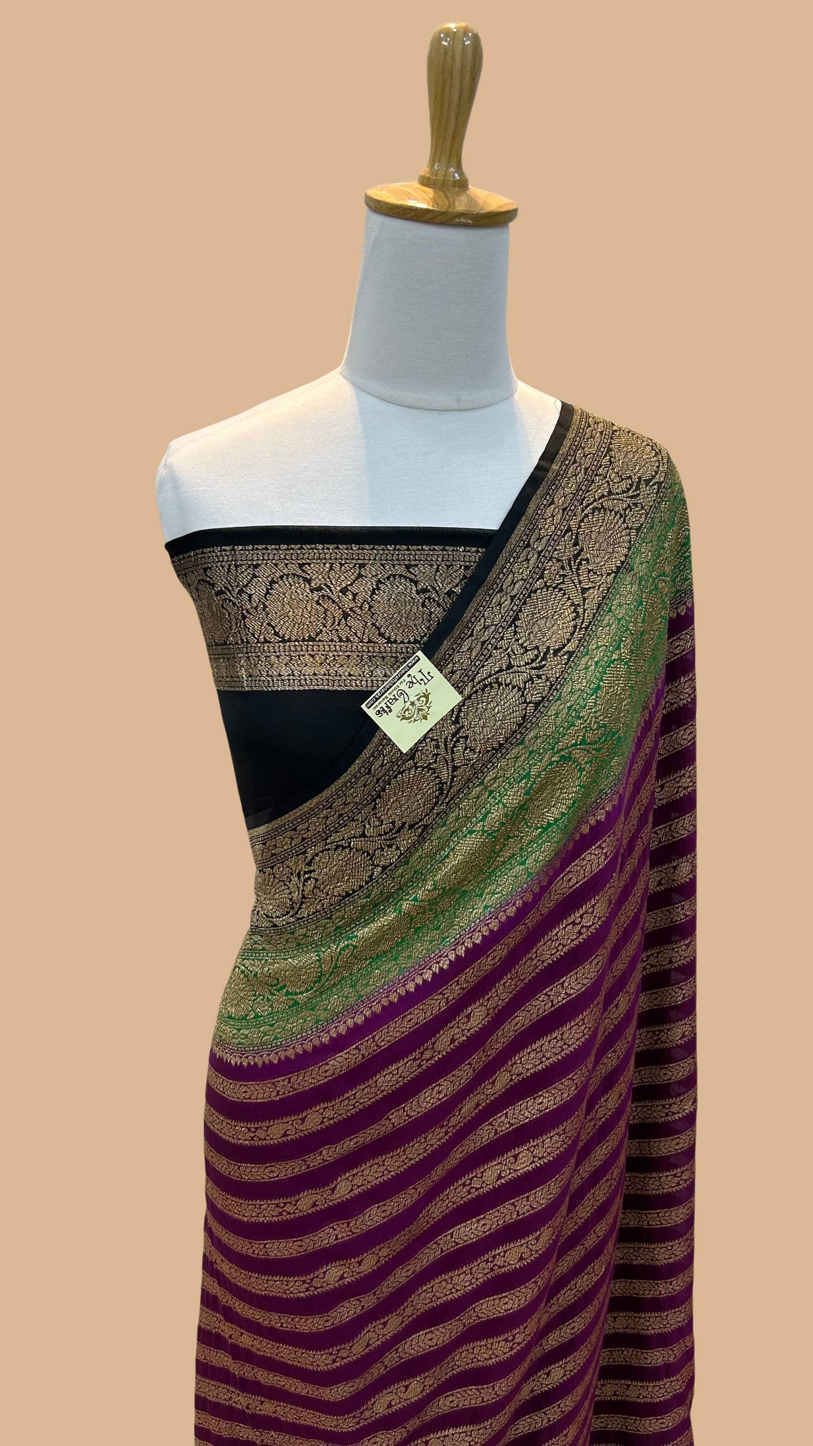 Khaddi Georgette Banarasi Saree - Antique Zari