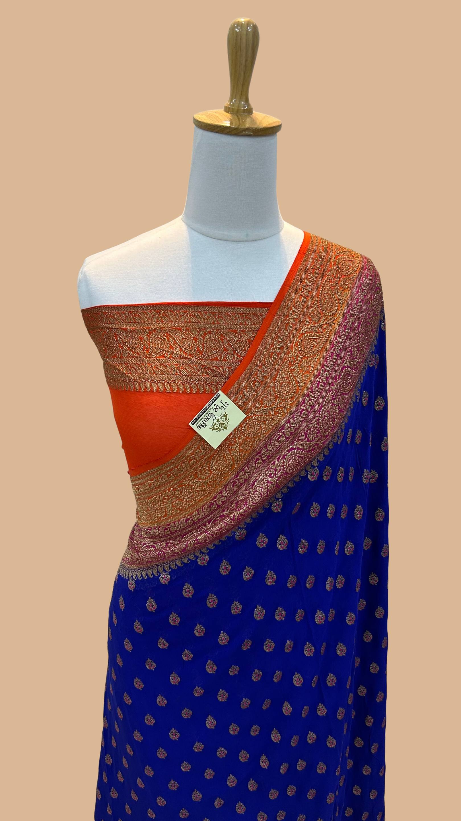 Khaddi Georgette Banarasi Saree - Antique Zari