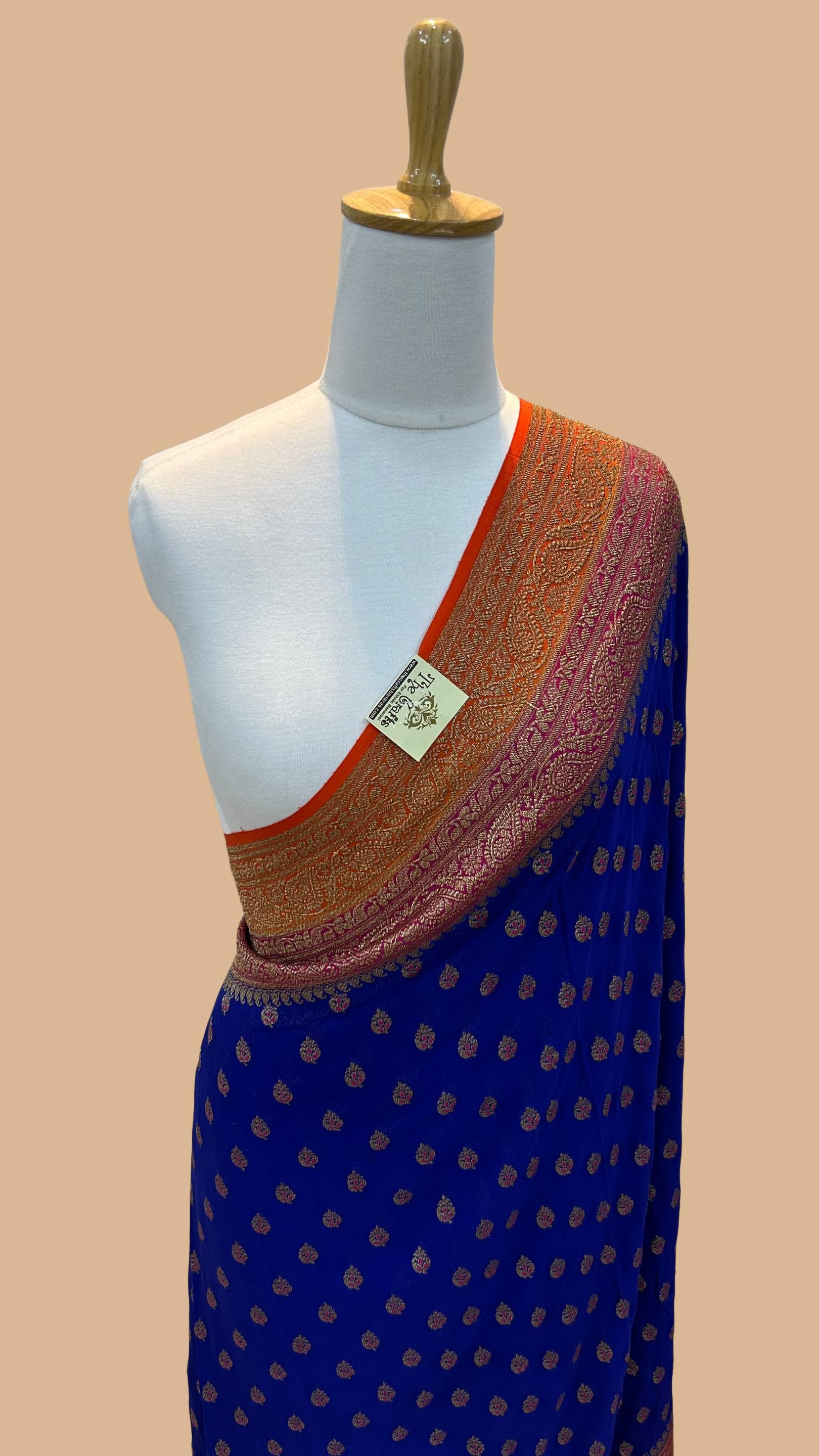 Khaddi Georgette Banarasi Saree - Antique Zari