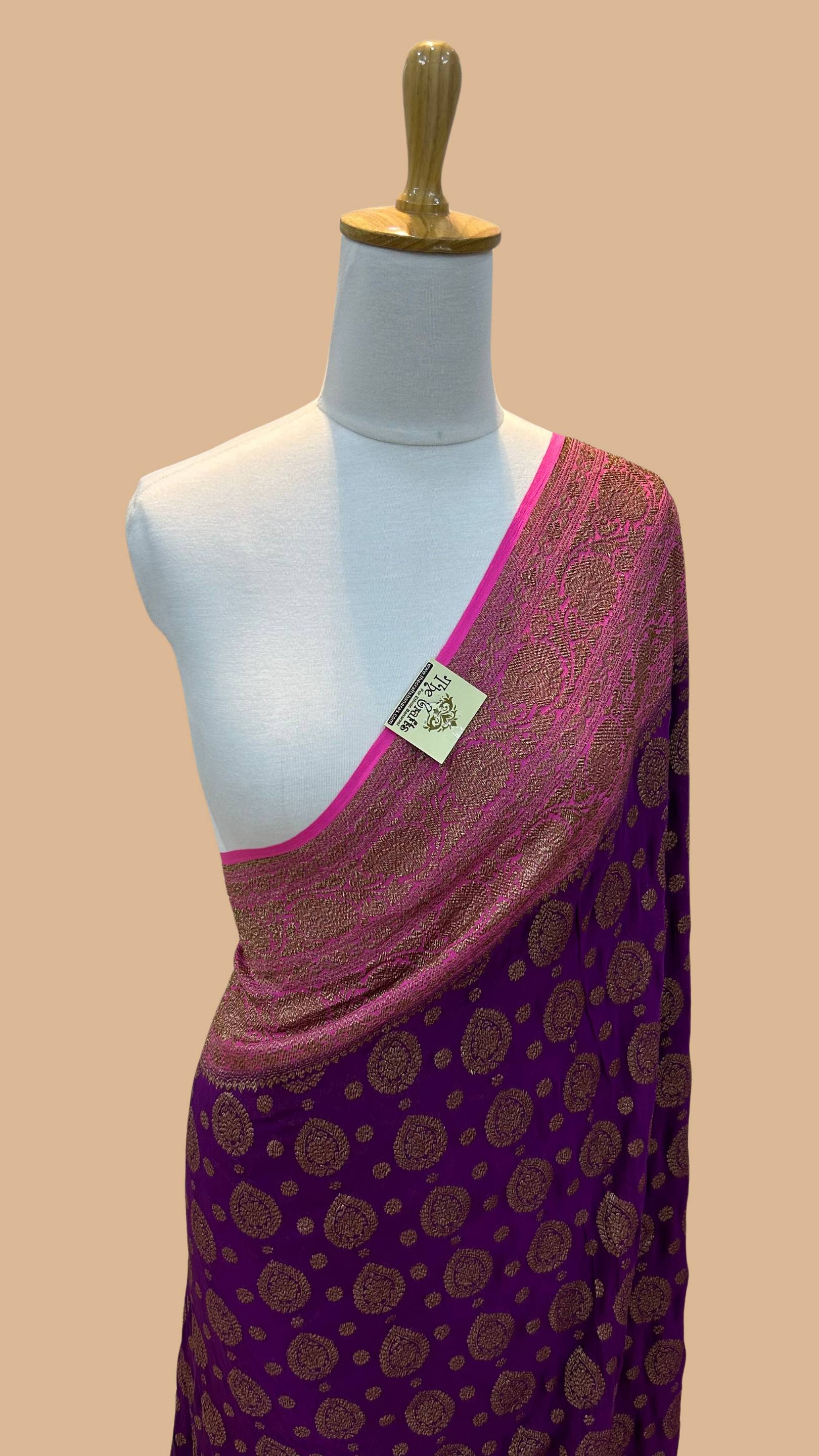 Khaddi Georgette Banarasi Saree - Antique Zari