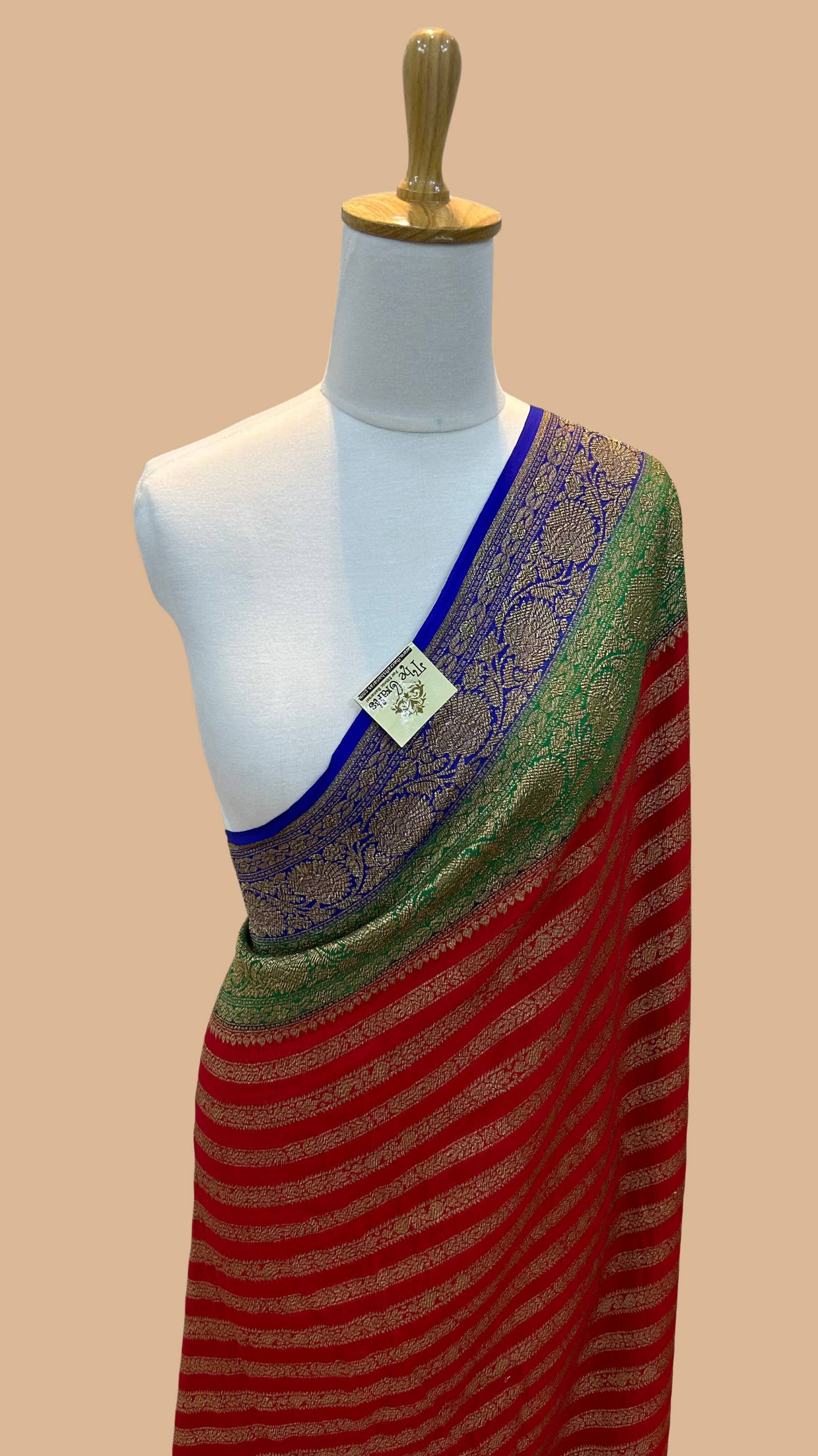 Khaddi Georgette Banarasi Saree - Antique Zari