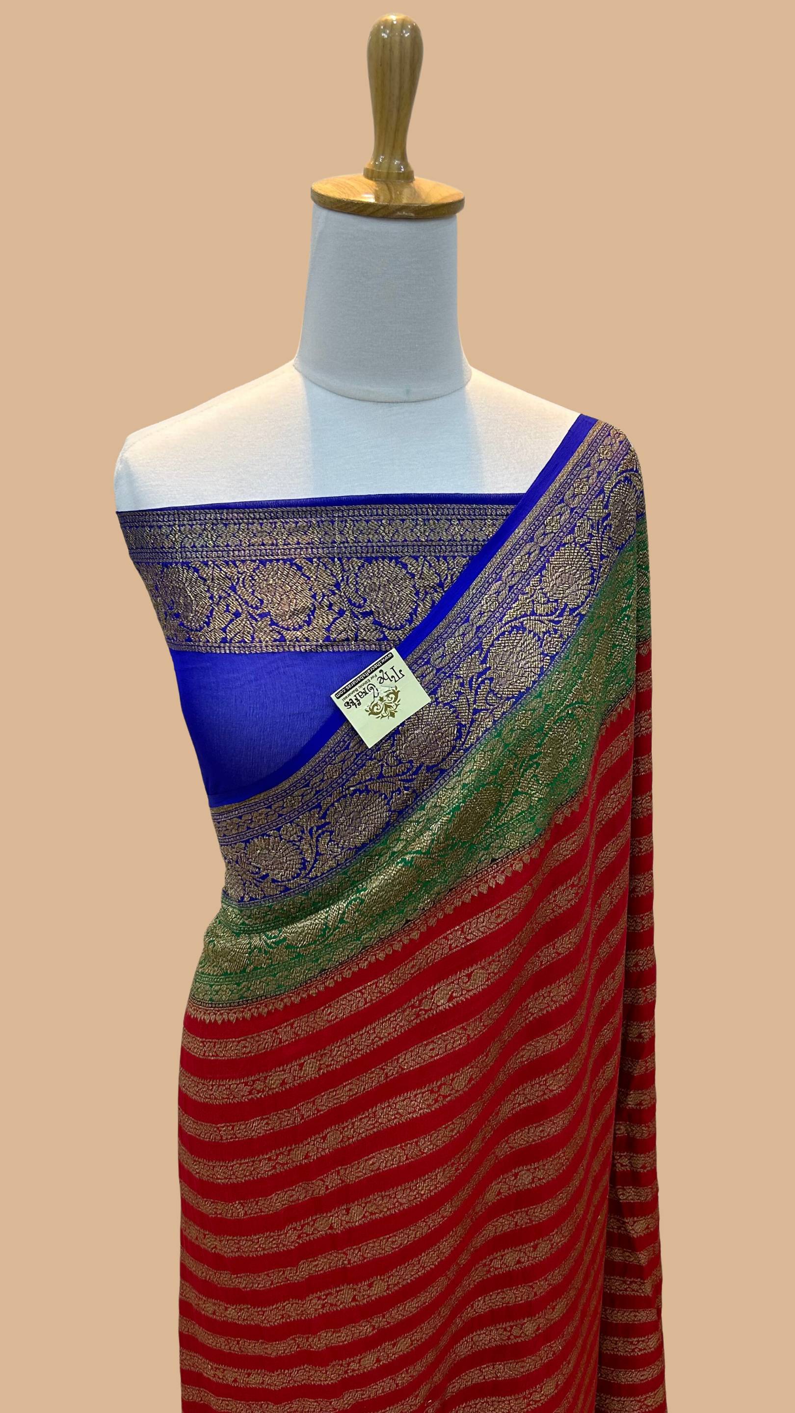 Khaddi Georgette Banarasi Saree - Antique Zari