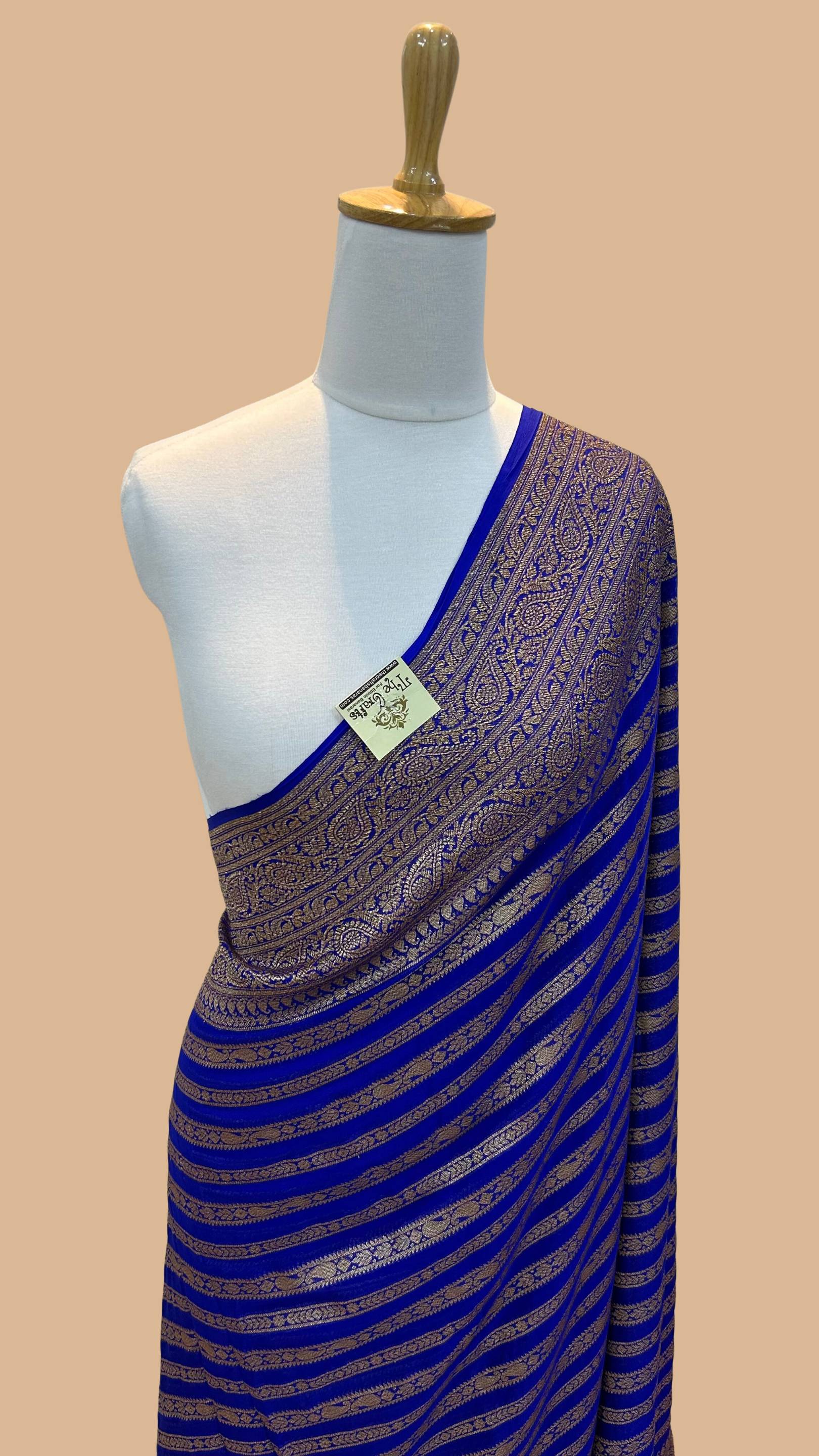 Khaddi Georgette Banarasi Saree - Antique Zari