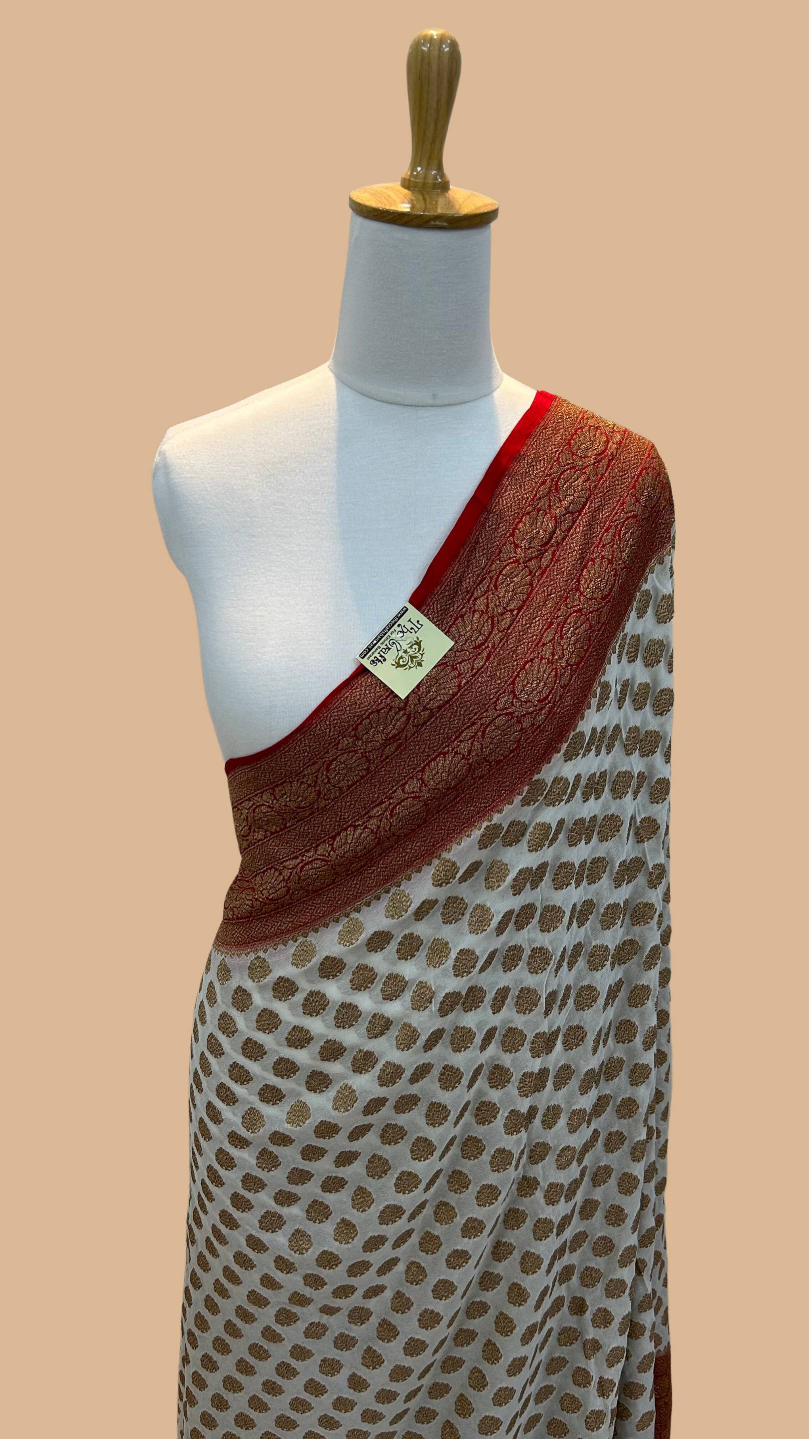 Khaddi Georgette Banarasi Saree - Antique Zari