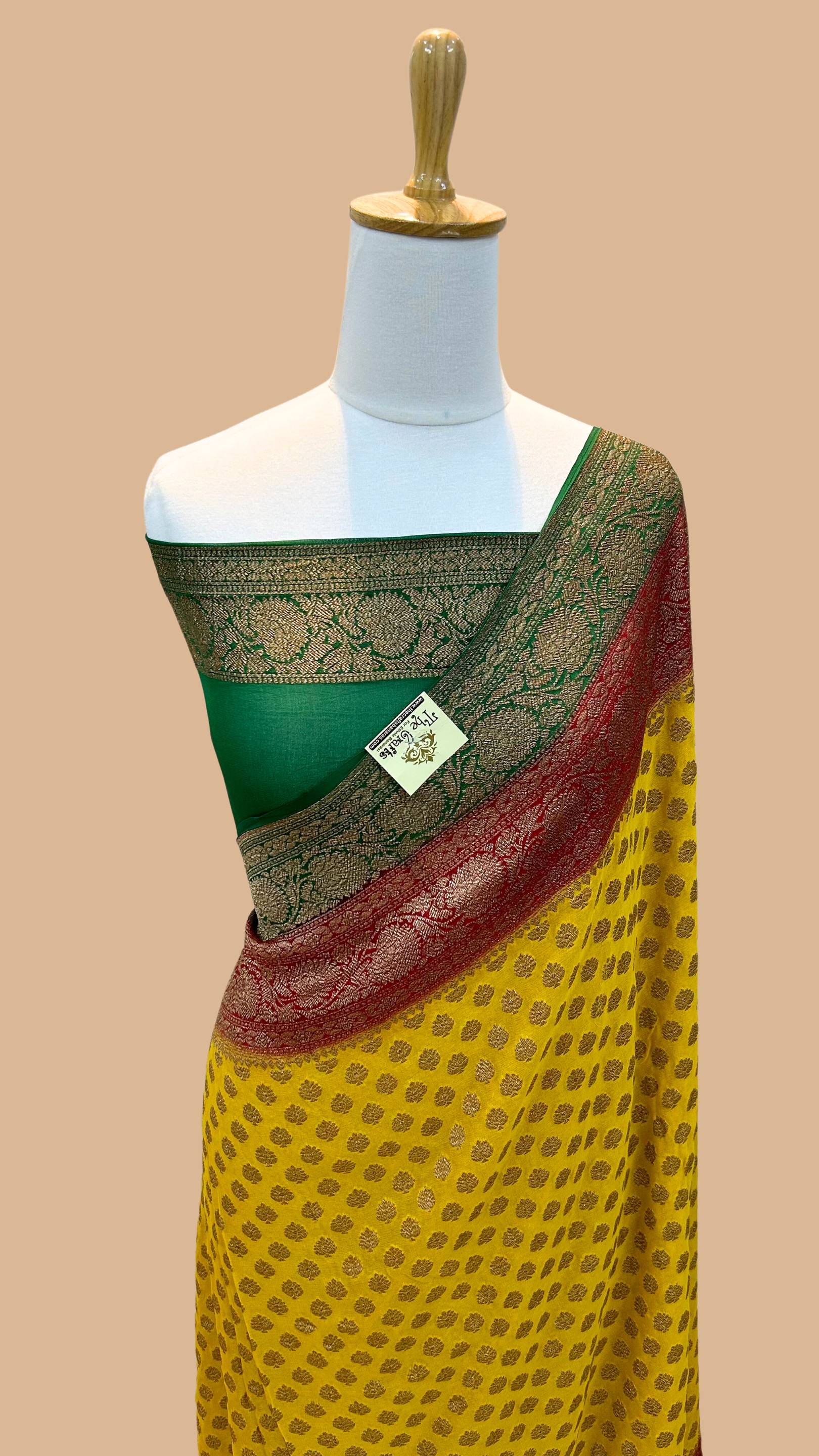 Khaddi Georgette Banarasi Saree - Antique Zari