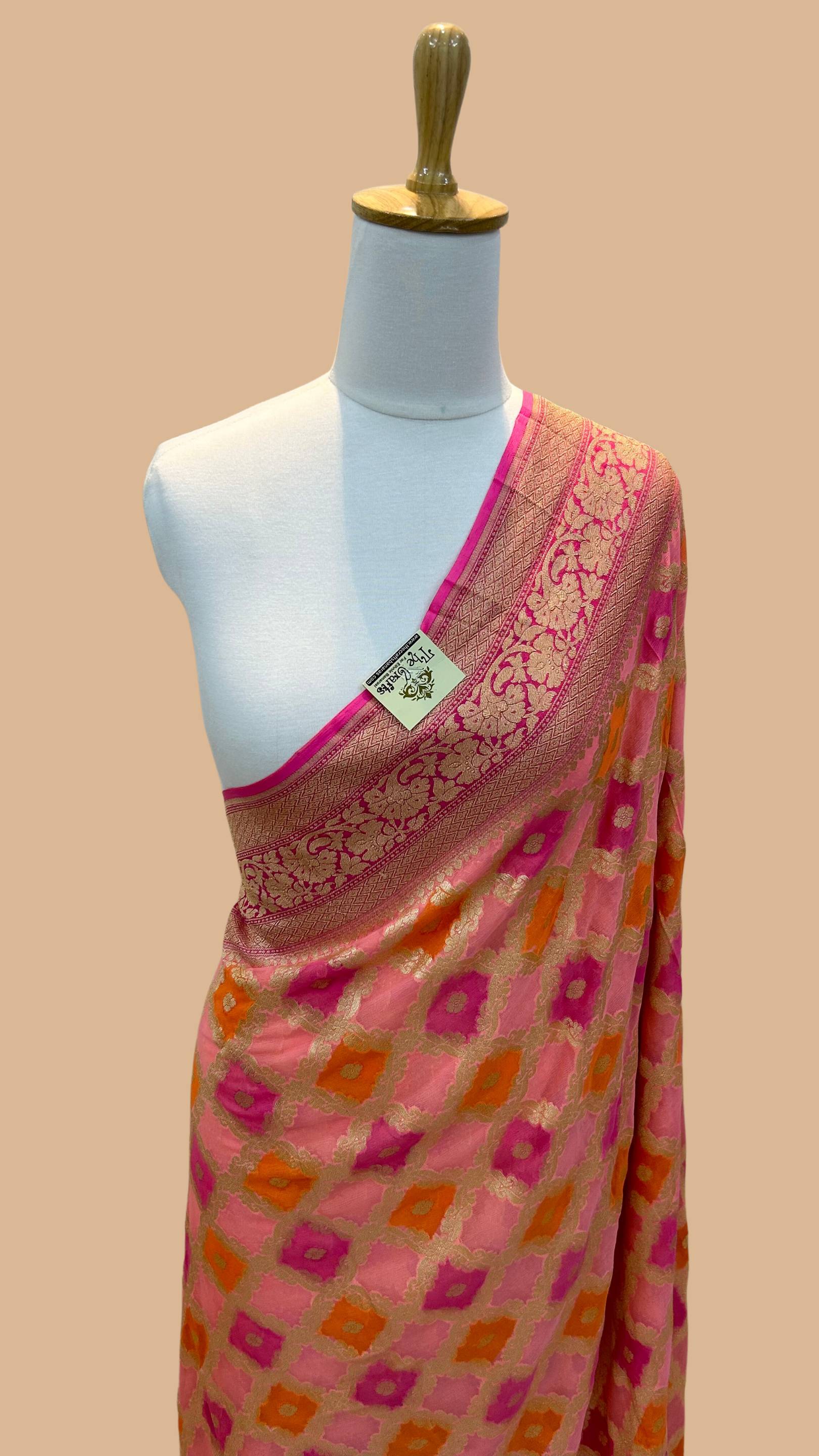 Khaddi Georgette Banarasi Saree - Gold Zari