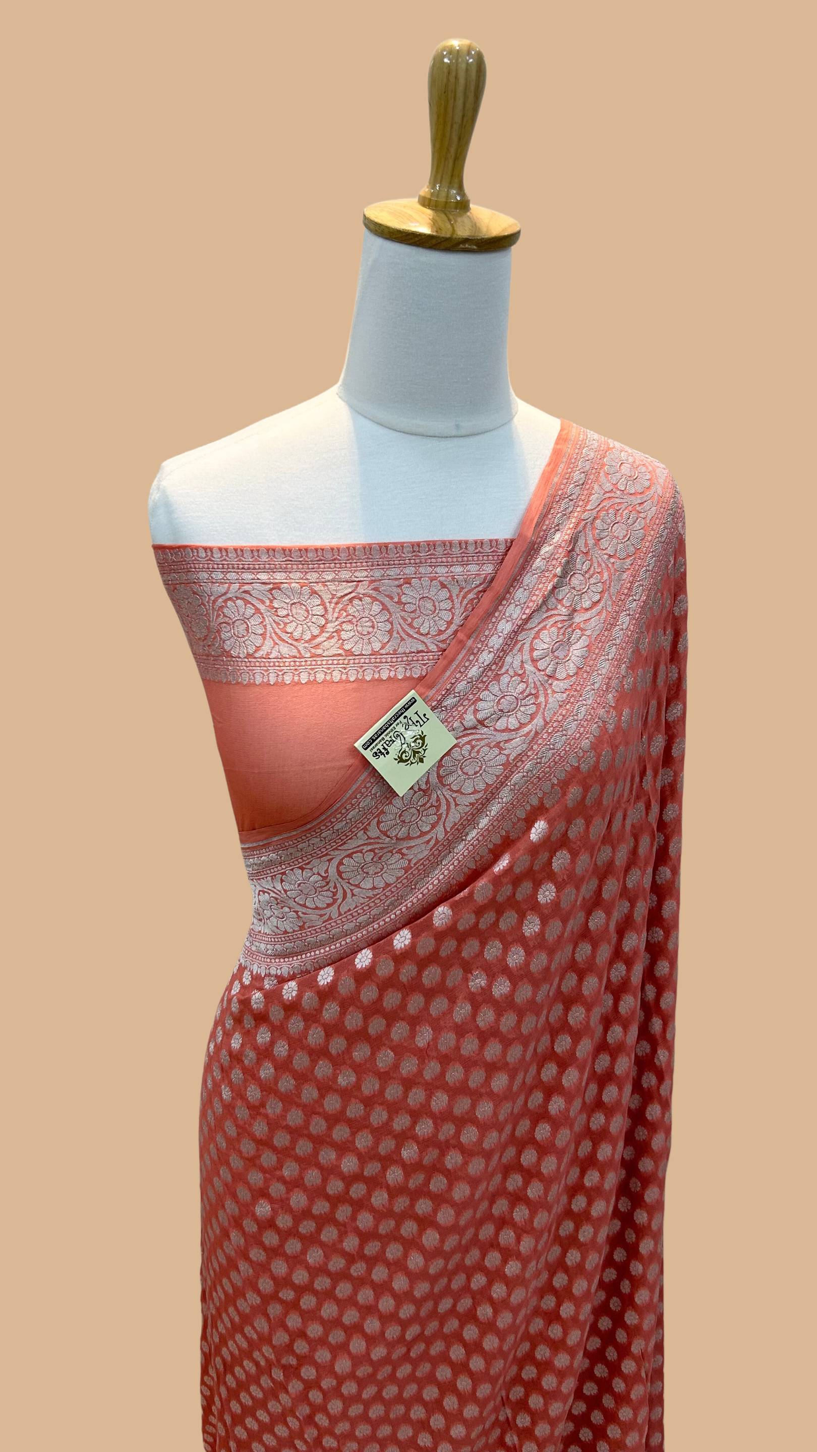 Pure Georgette Banarasi Saree - Silver Zari