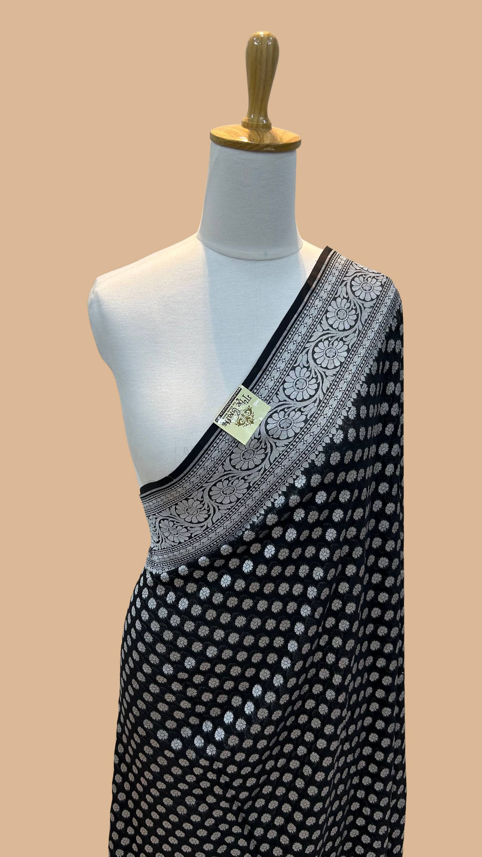 Pure Georgette Banarasi Saree - Silver Zari