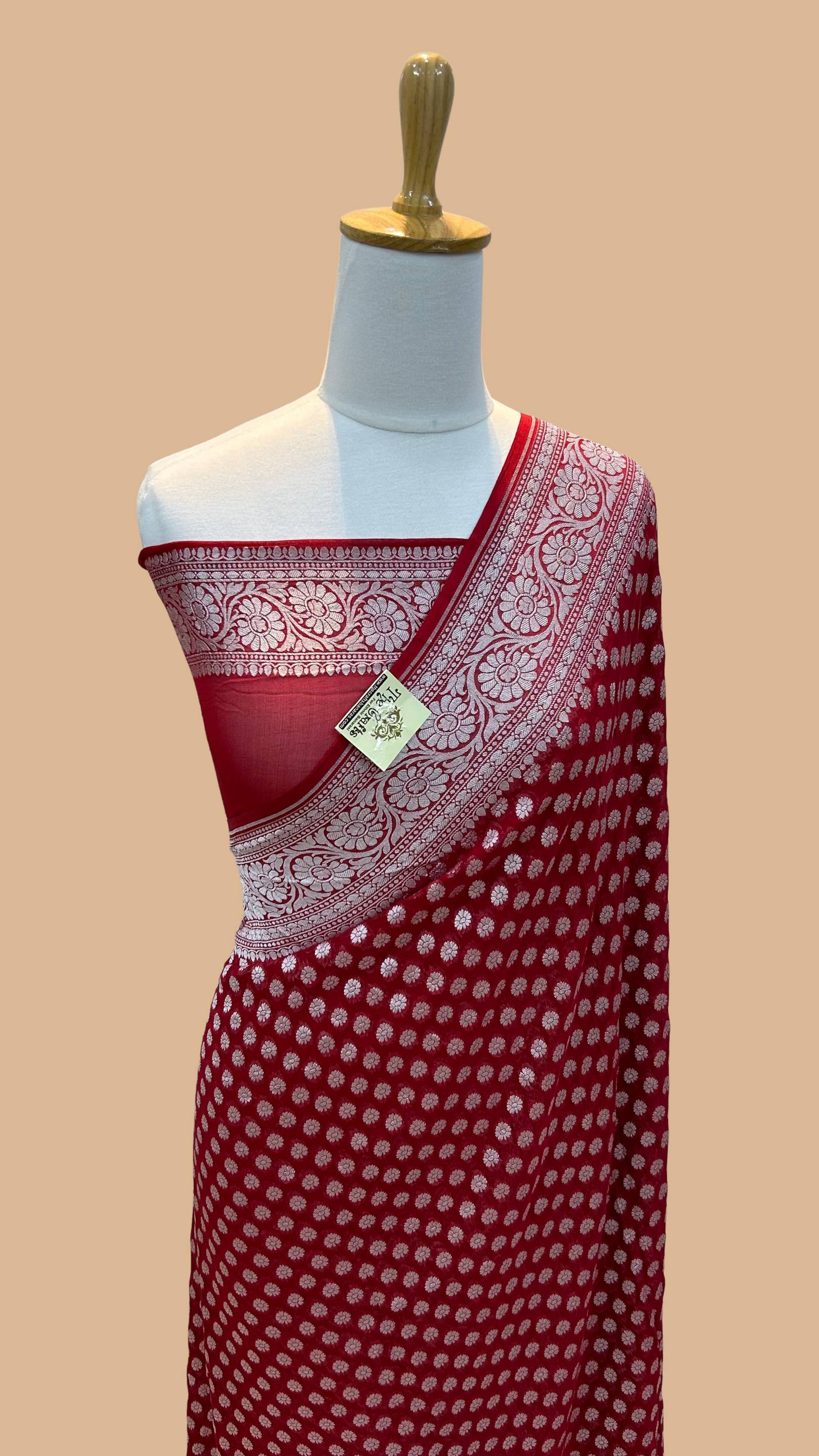 Pure Georgette Banarasi Saree - Silver Zari