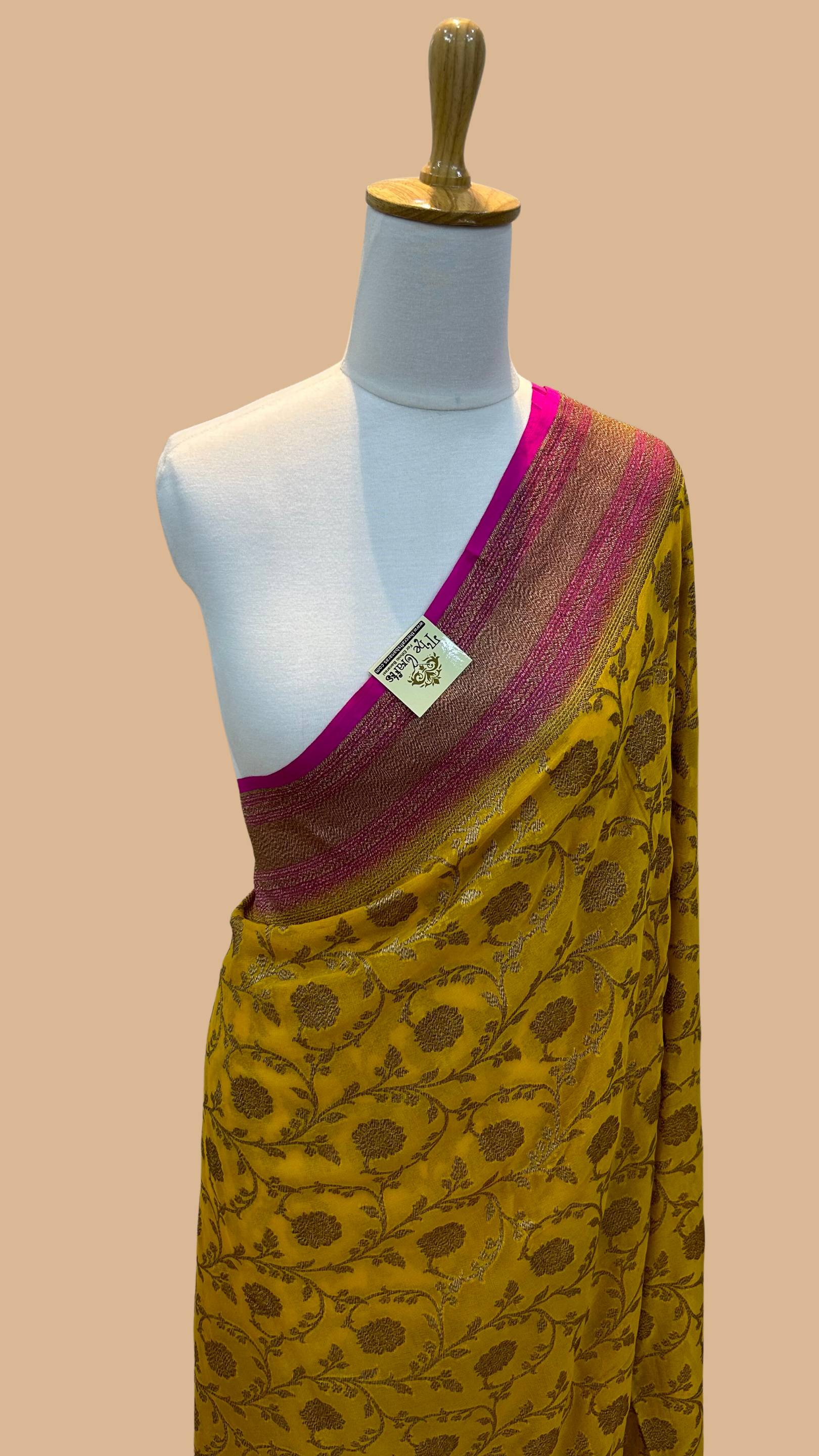 Khaddi Georgette Banarasi Saree - Antique Zari