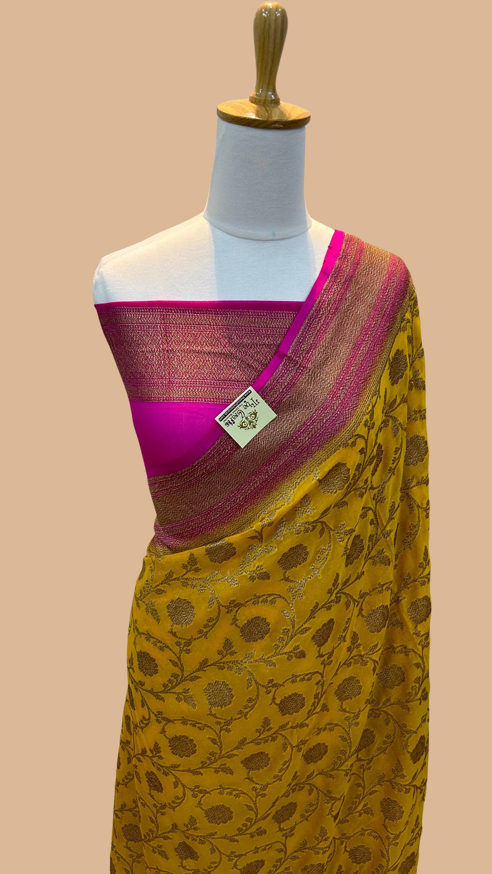 Khaddi Georgette Banarasi Saree - Antique Zari