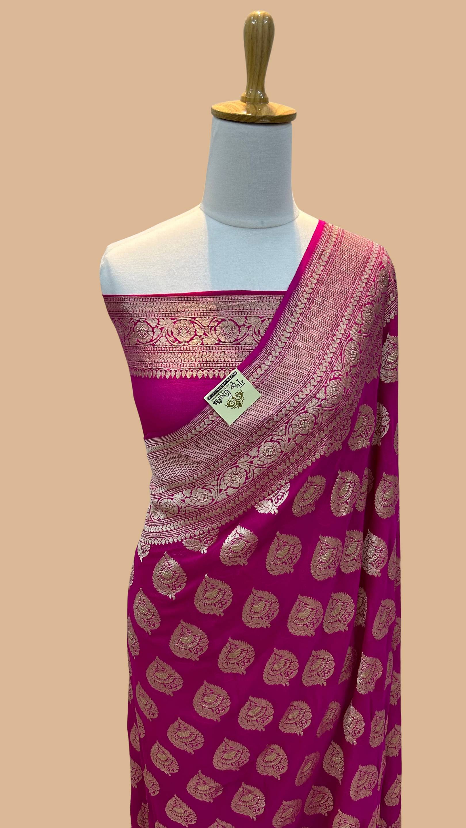 Khaddi Georgette Handloom Banarasi Saree - Water Zari