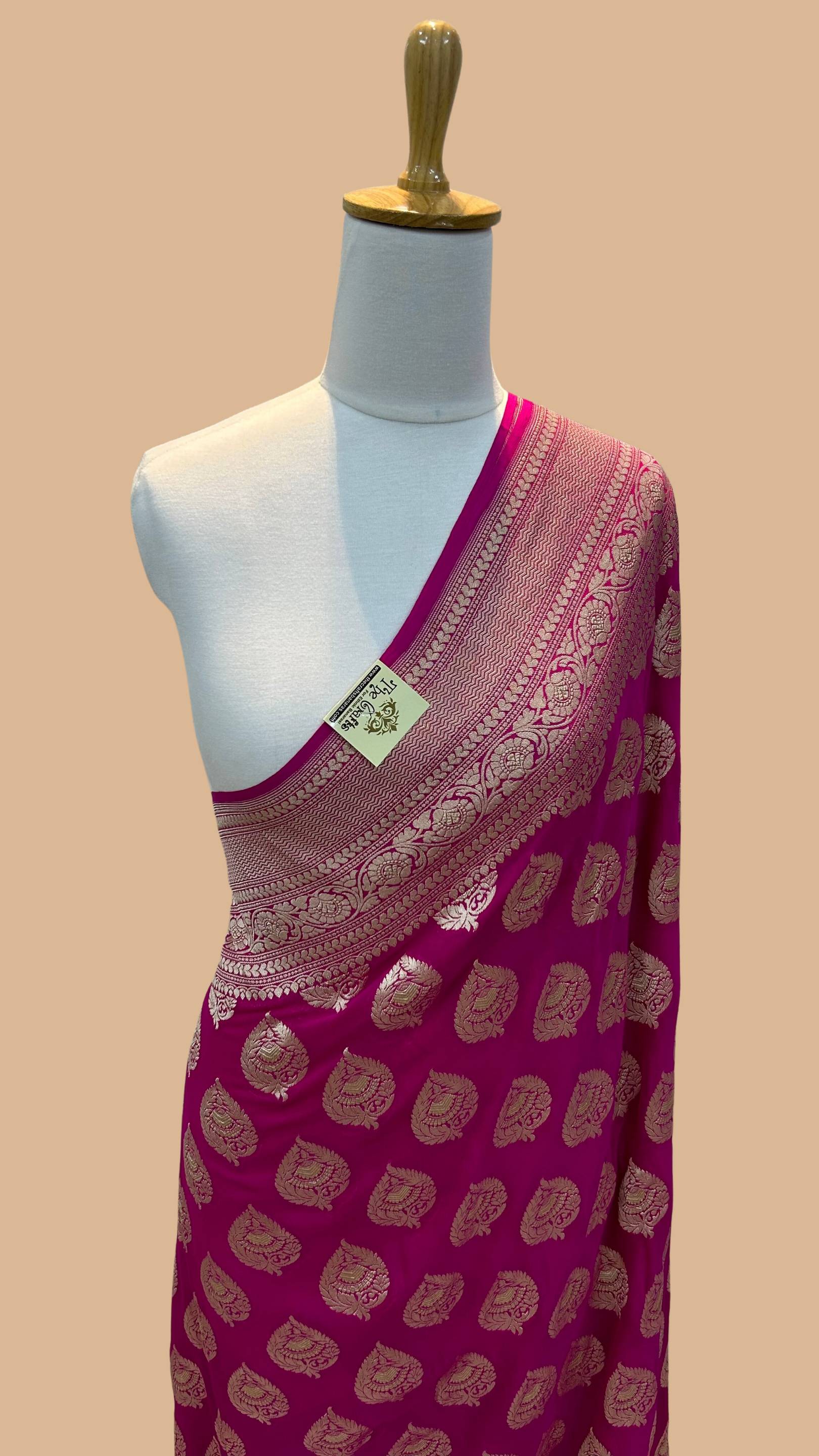 Khaddi Georgette Handloom Banarasi Saree - Water Zari