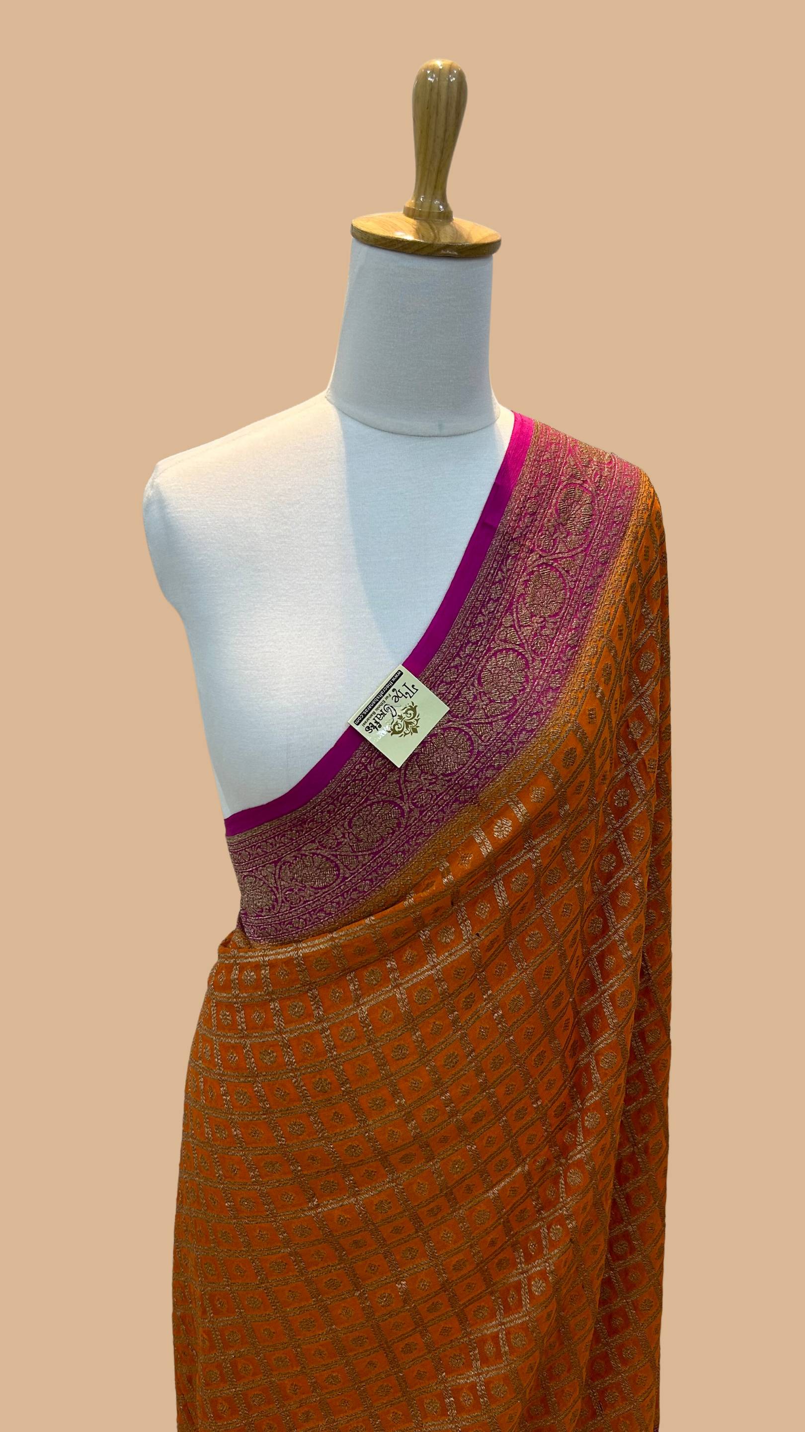 Khaddi Georgette Banarasi Saree - Antique Zari