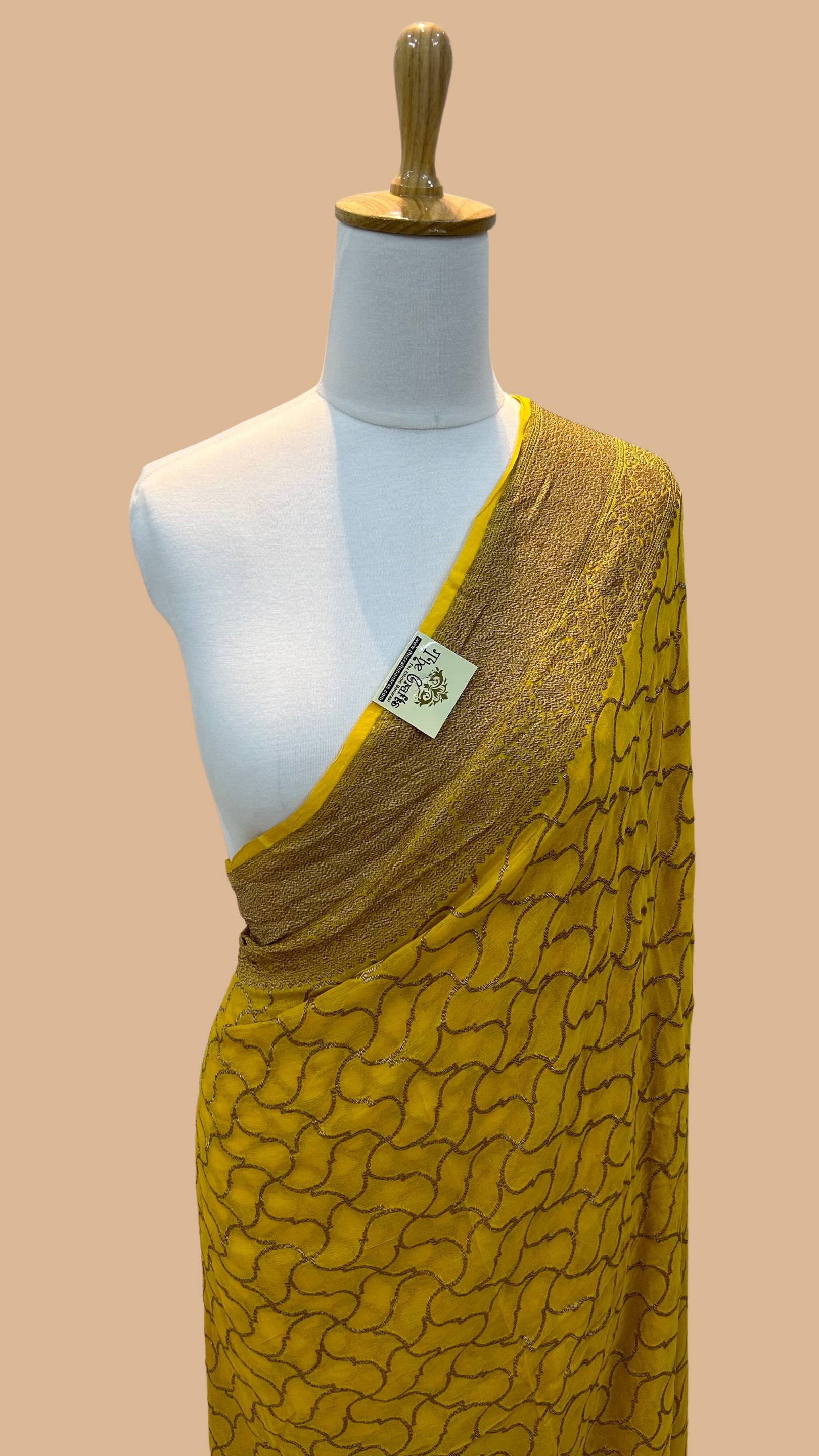 Khaddi Georgette Banarasi Saree - Antique Zari