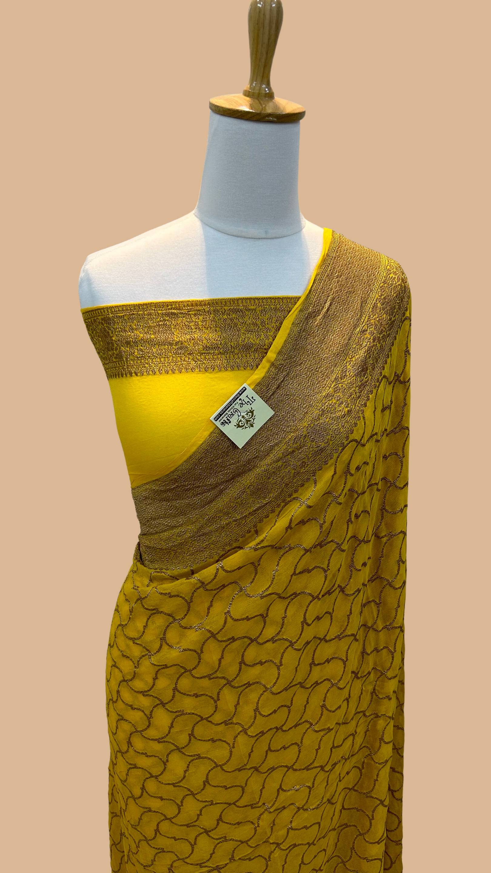 Khaddi Georgette Banarasi Saree - Antique Zari