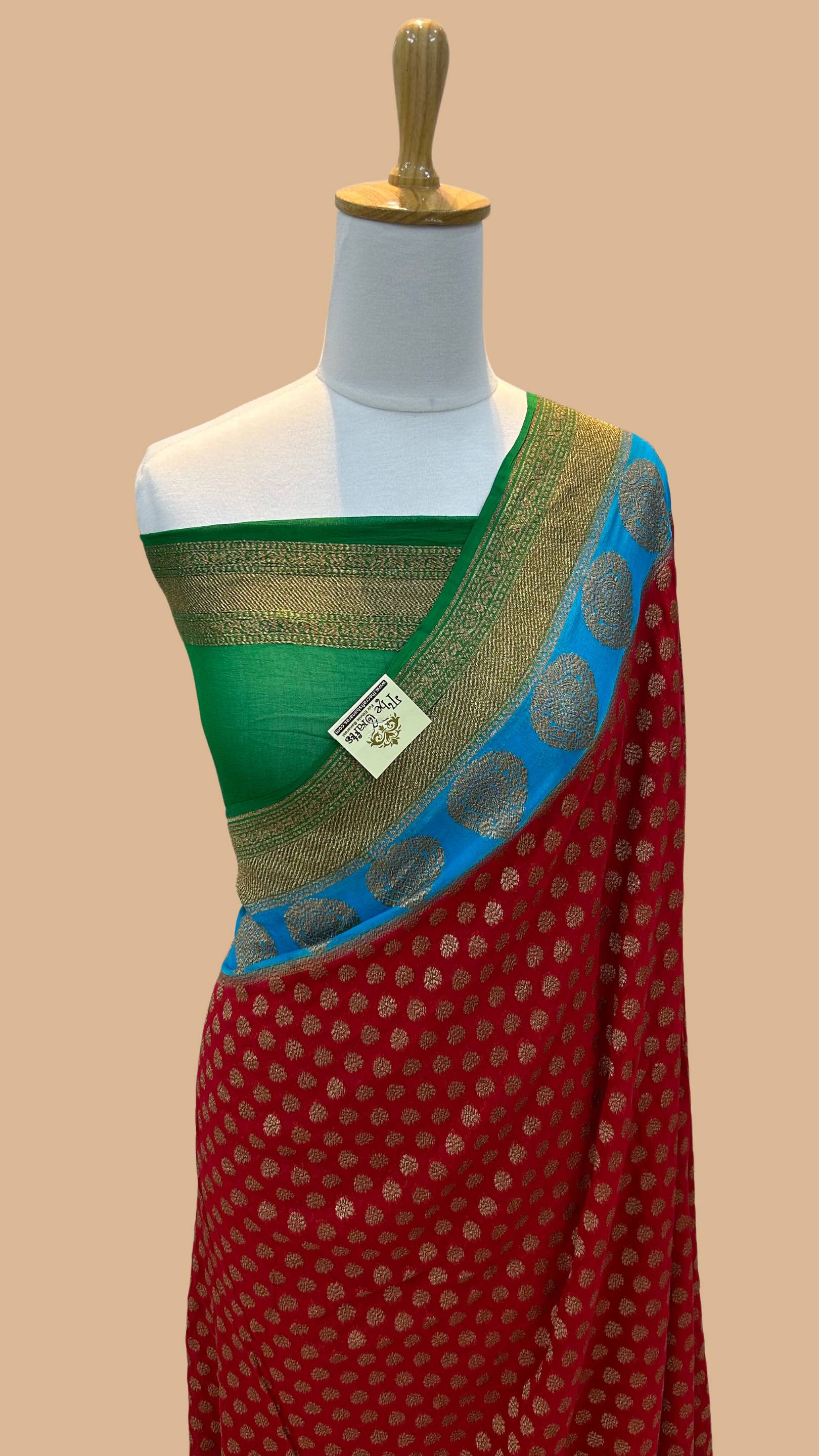 Khaddi Georgette Banarasi Saree - Antique Zari