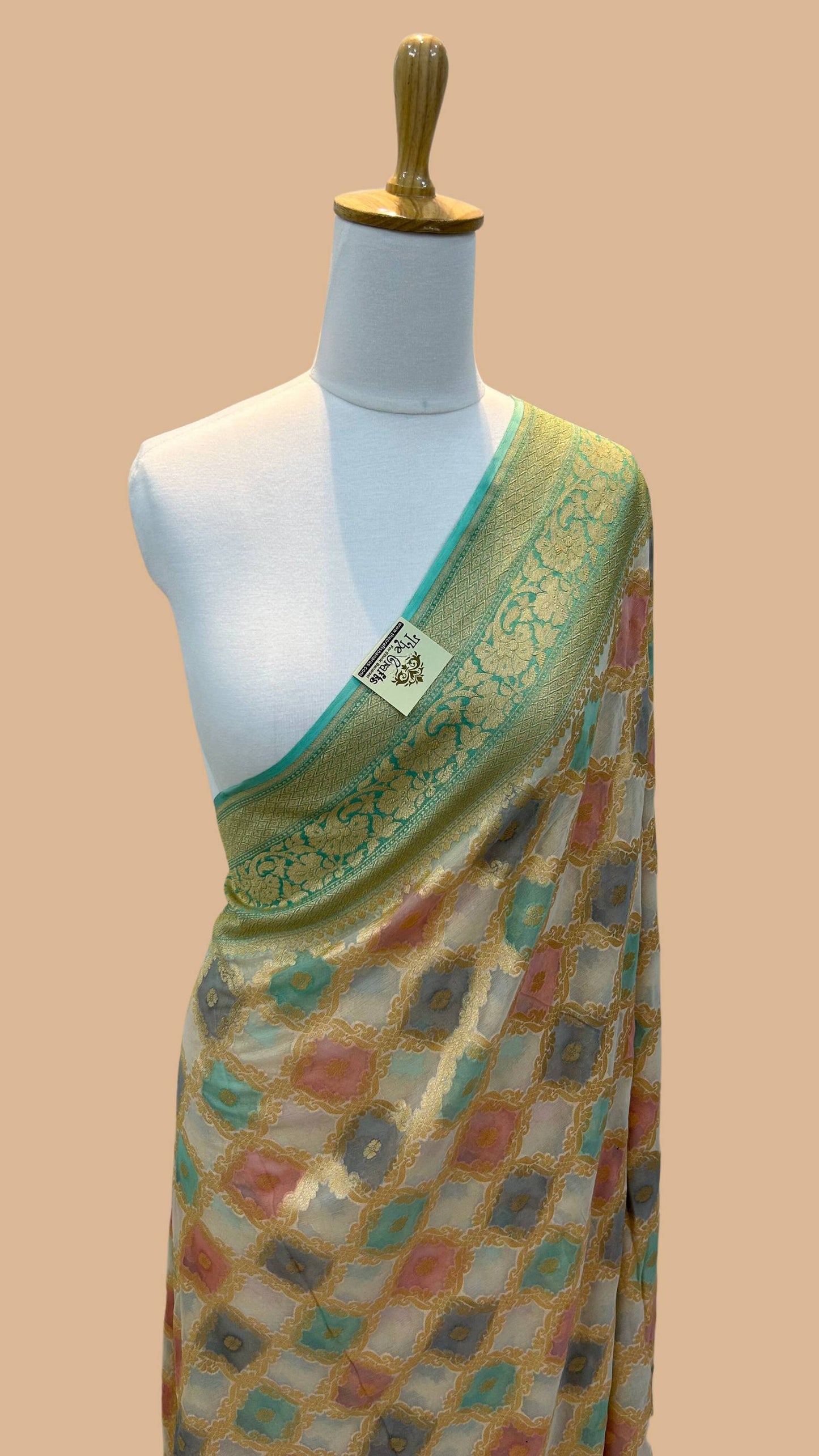 Khaddi Georgette Banarasi Saree - Gold Zari