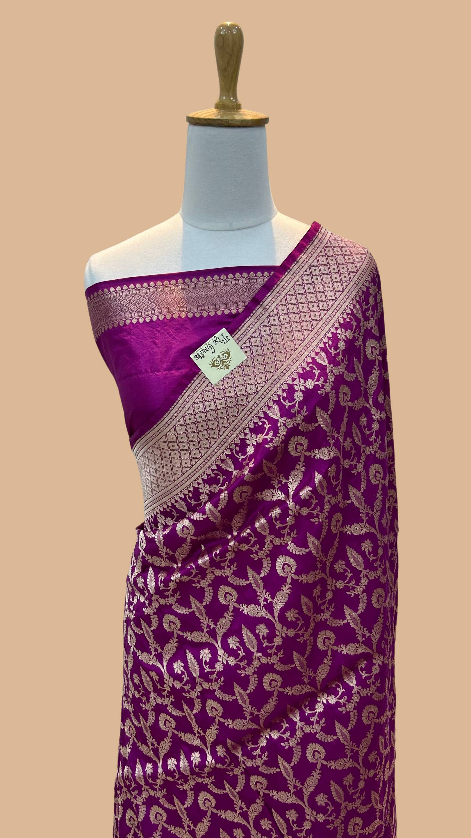 Pure Katan Silk Handloom Banarasi Saree - Jaal work