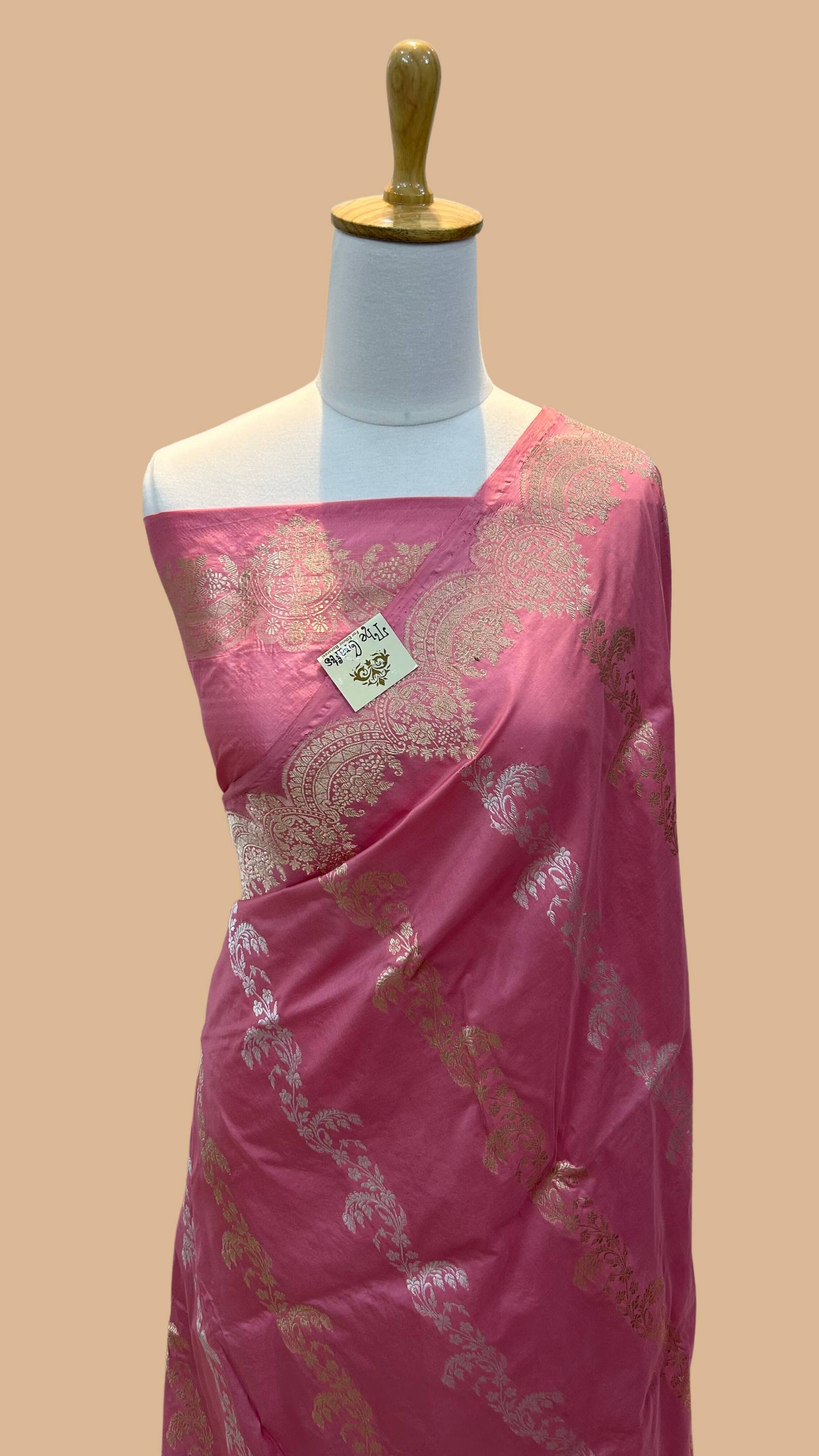 Pure Katan Silk Handloom Banarasi Saree - Sona roopa with kadhua border