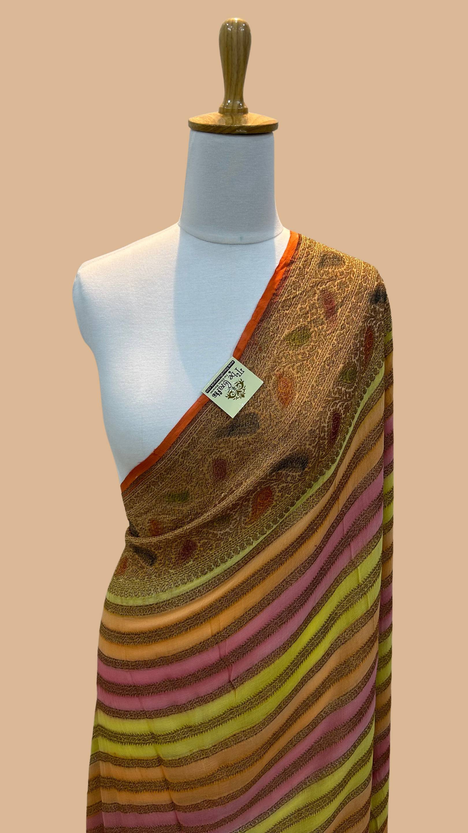 Khaddi Georgette Banarasi Saree - Antique Zari