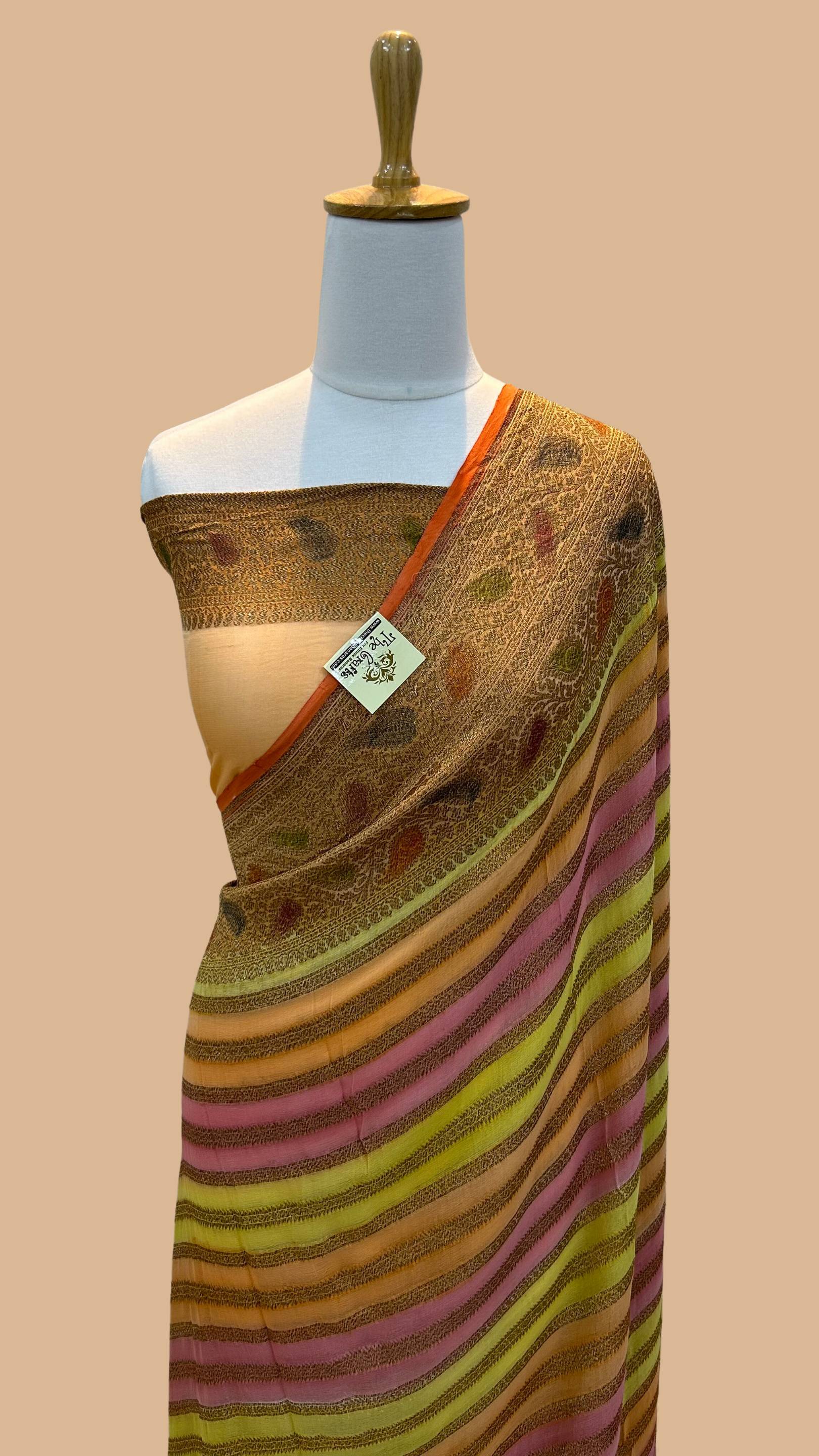 Khaddi Georgette Banarasi Saree - Antique Zari