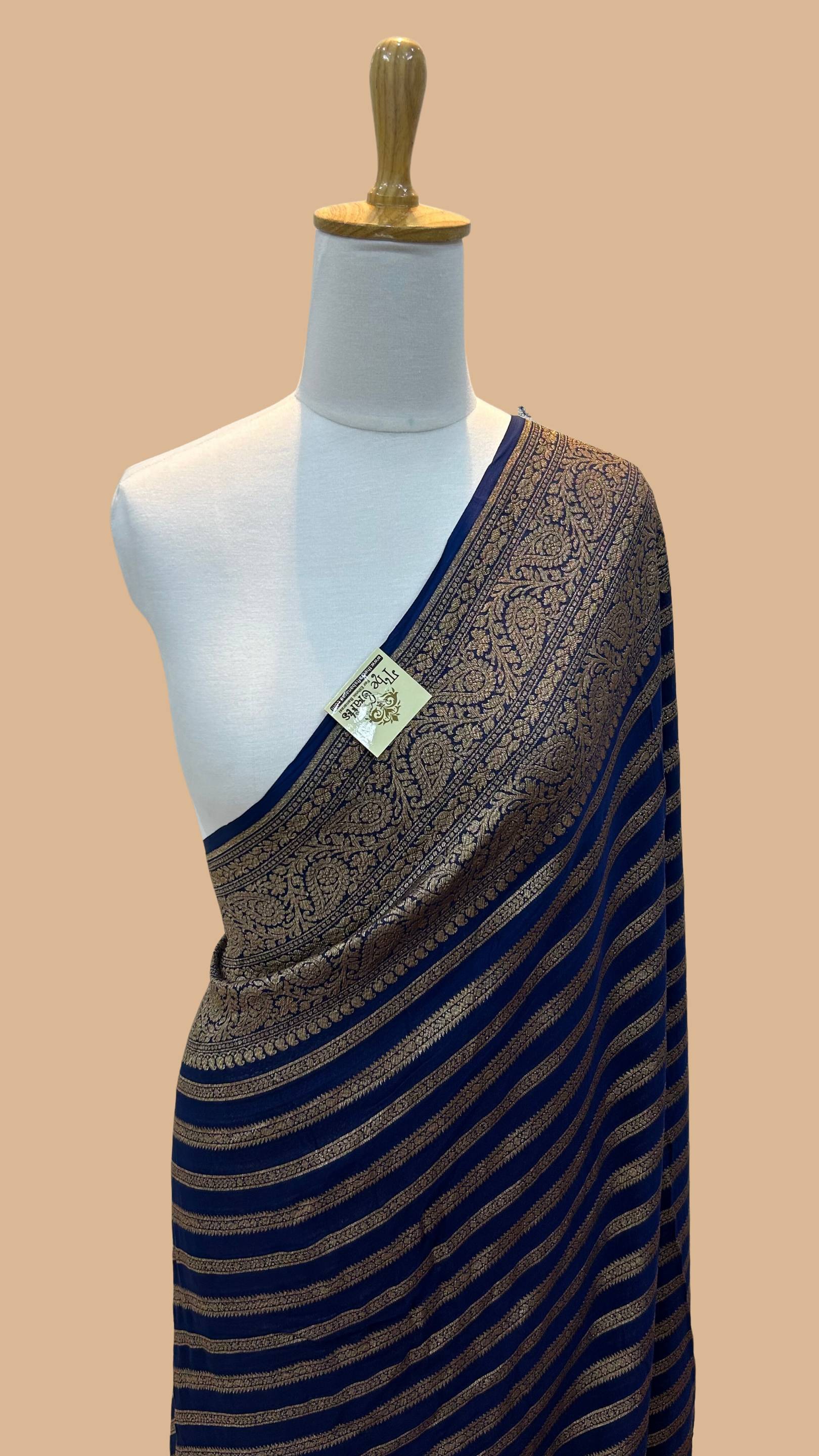 Khaddi Georgette Banarasi Saree - Antique Zari