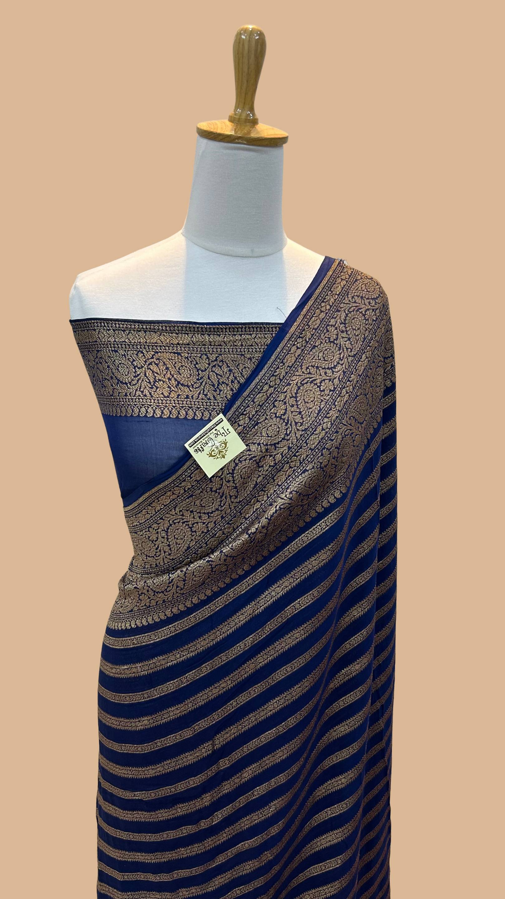 Khaddi Georgette Banarasi Saree - Antique Zari