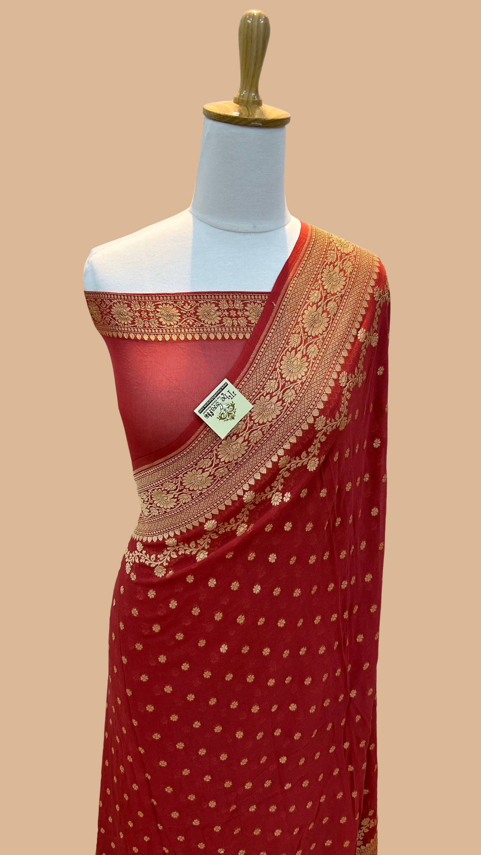 Khaddi Georgette Banarasi Saree - Gold Zari