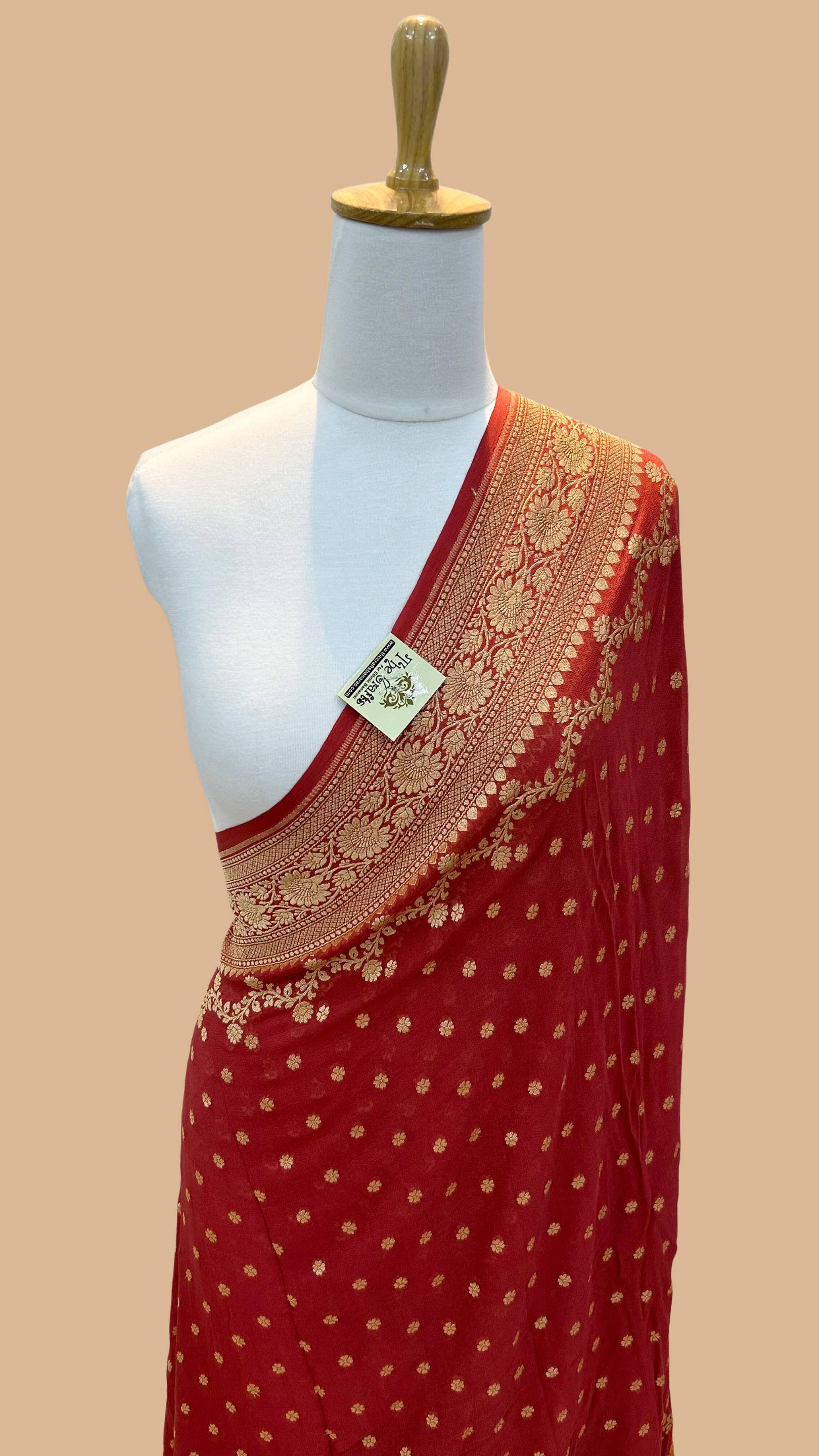 Khaddi Georgette Banarasi Saree - Gold Zari