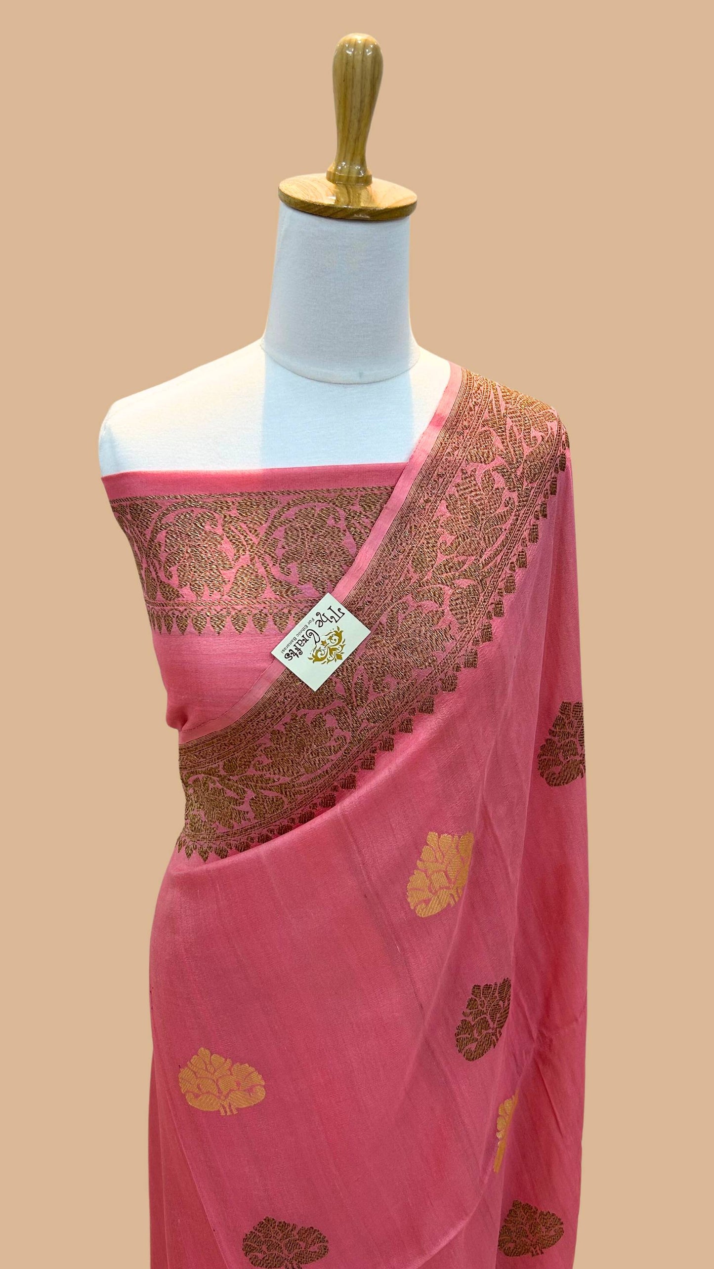 Tussar Georgette Handloom Banarasi Saree - Antique Zari