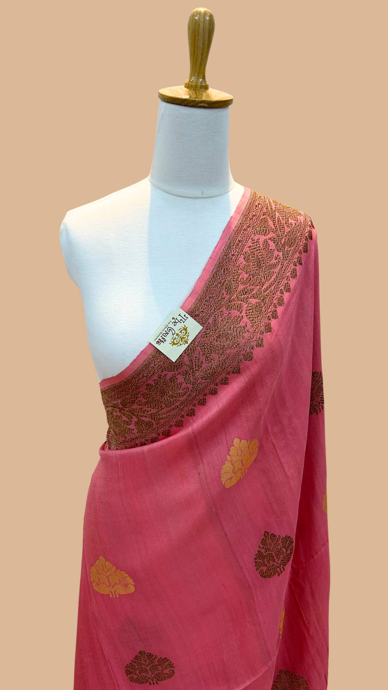 Tussar Georgette Handloom Banarasi Saree - Antique Zari