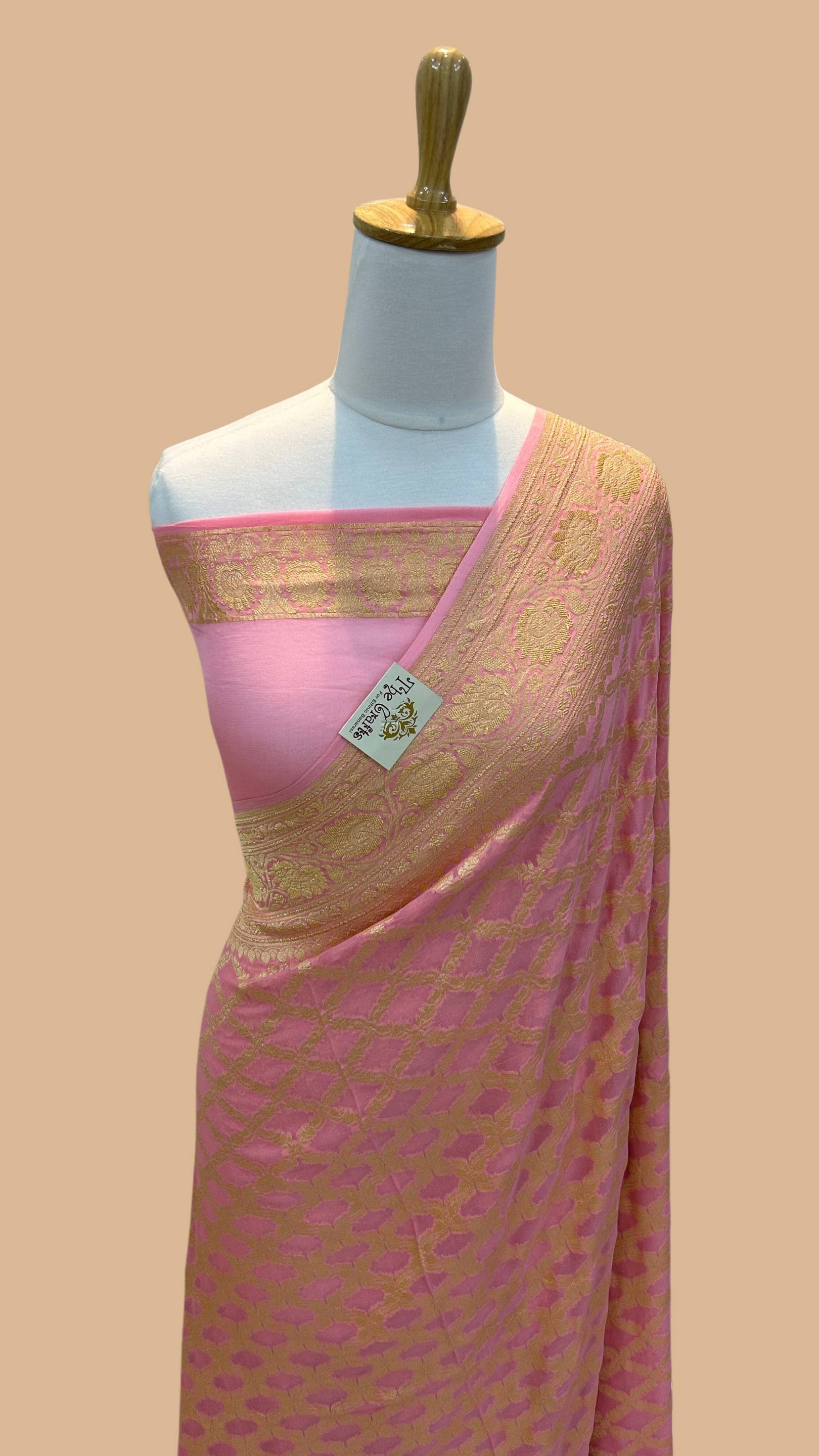 Khaddi Georgette Banarasi Saree - Gold Zari