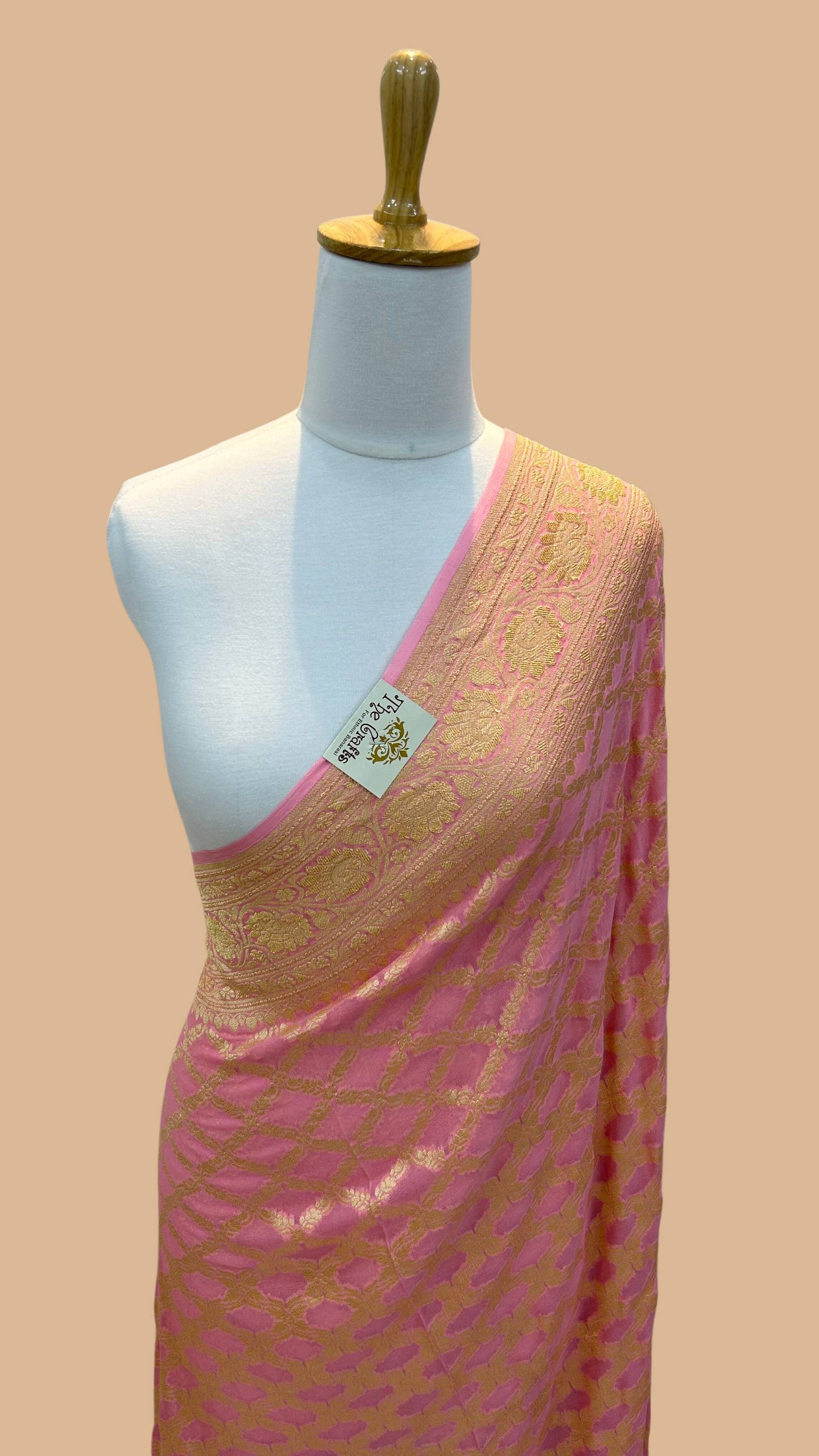 Khaddi Georgette Banarasi Saree - Gold Zari