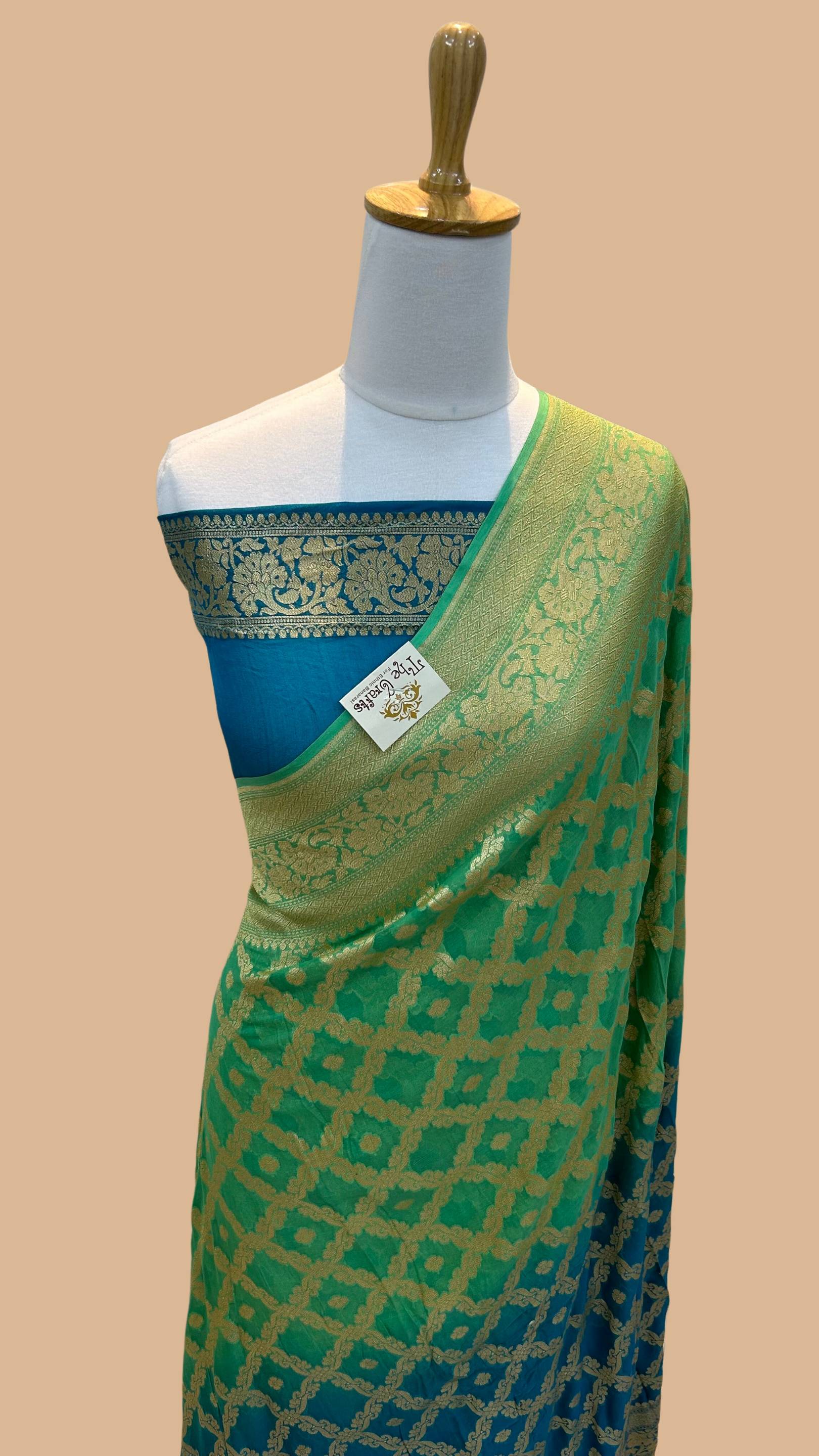 Khaddi Georgette Banarasi Saree - Gold Zari