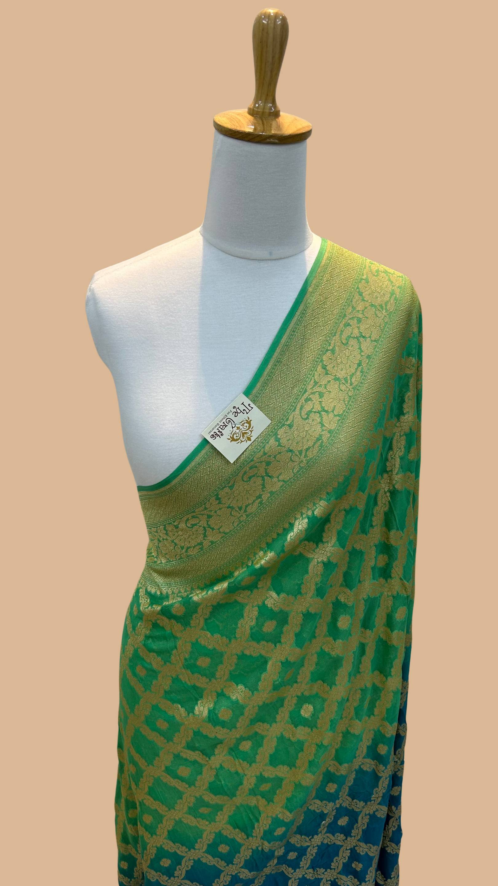 Khaddi Georgette Banarasi Saree - Gold Zari