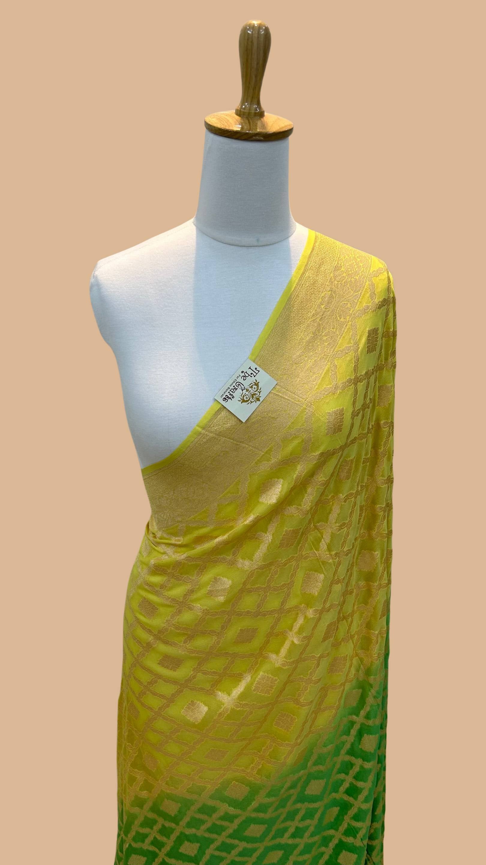 Khaddi Georgette Banarasi Saree - Gold Zari