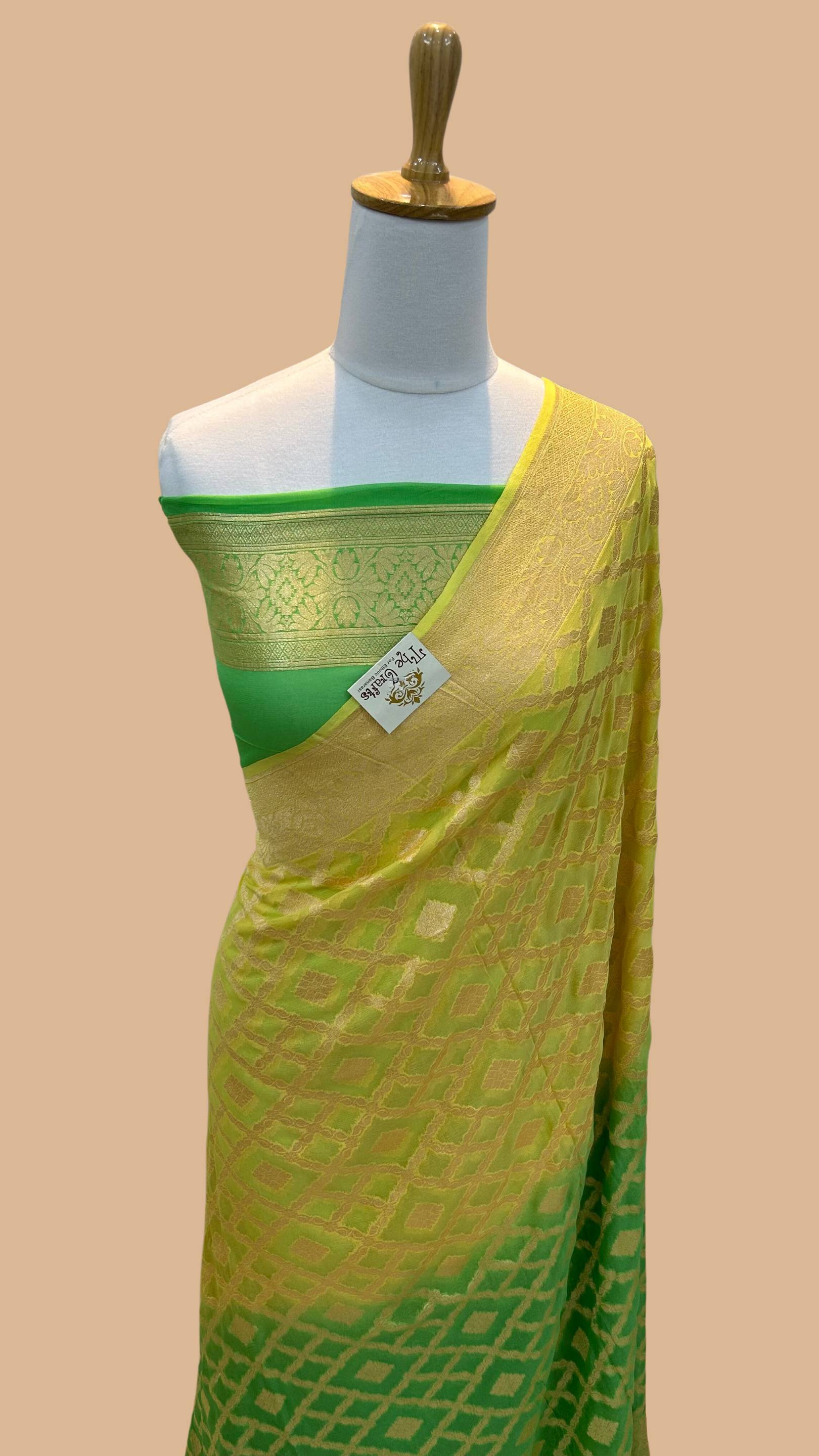 Khaddi Georgette Banarasi Saree - Gold Zari