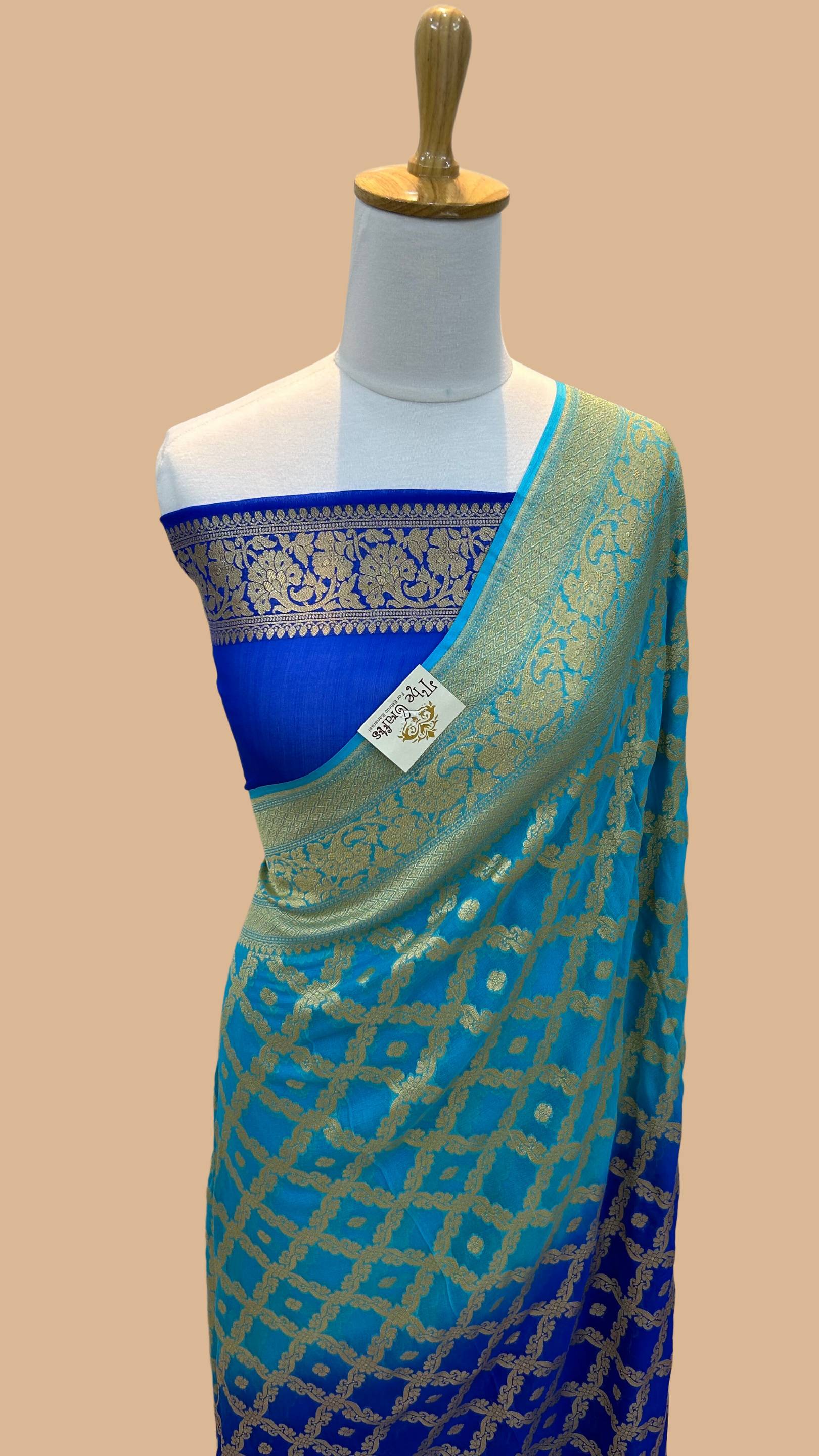 Khaddi Georgette Banarasi Saree - Gold Zari