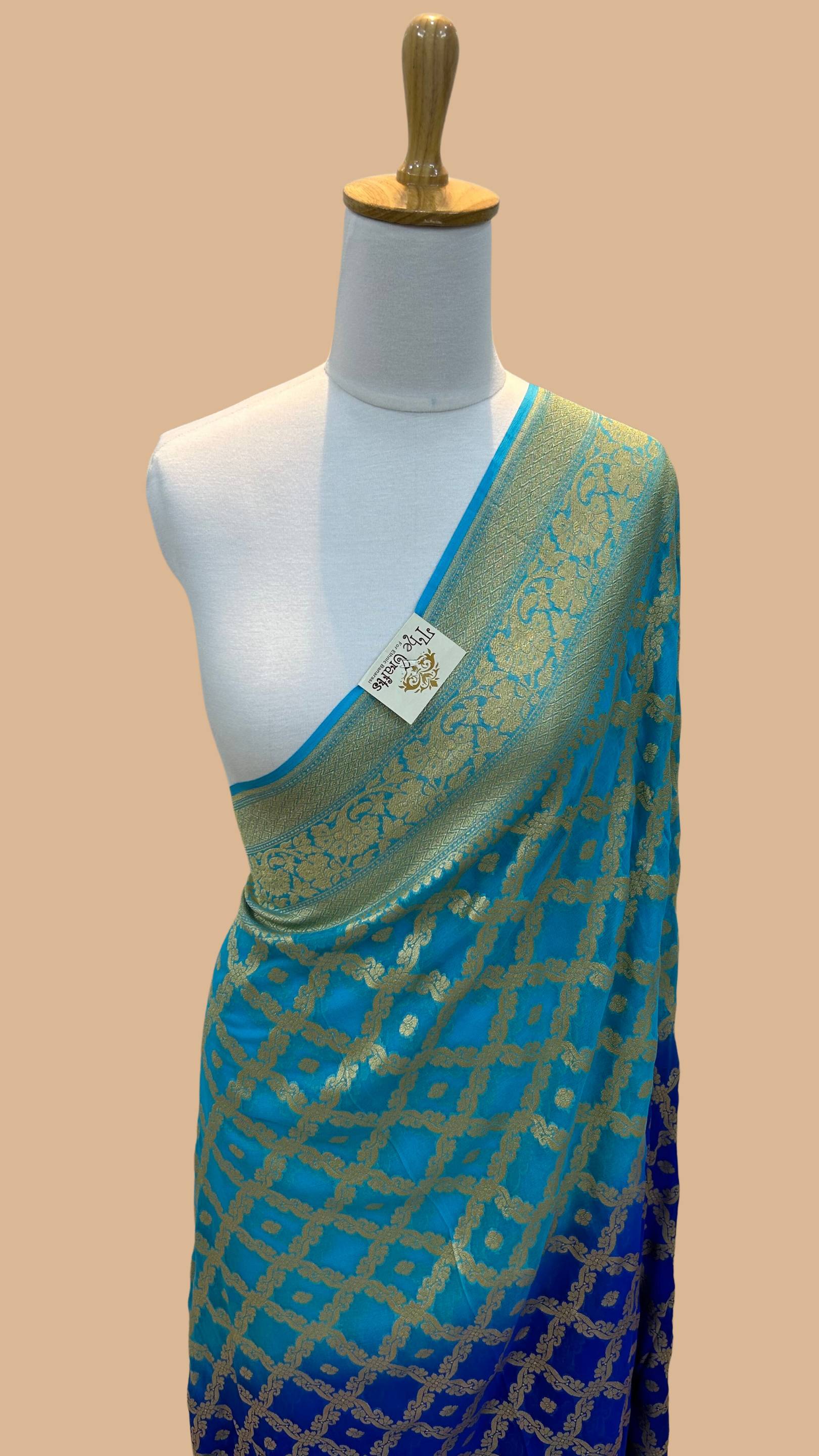 Khaddi Georgette Banarasi Saree - Gold Zari