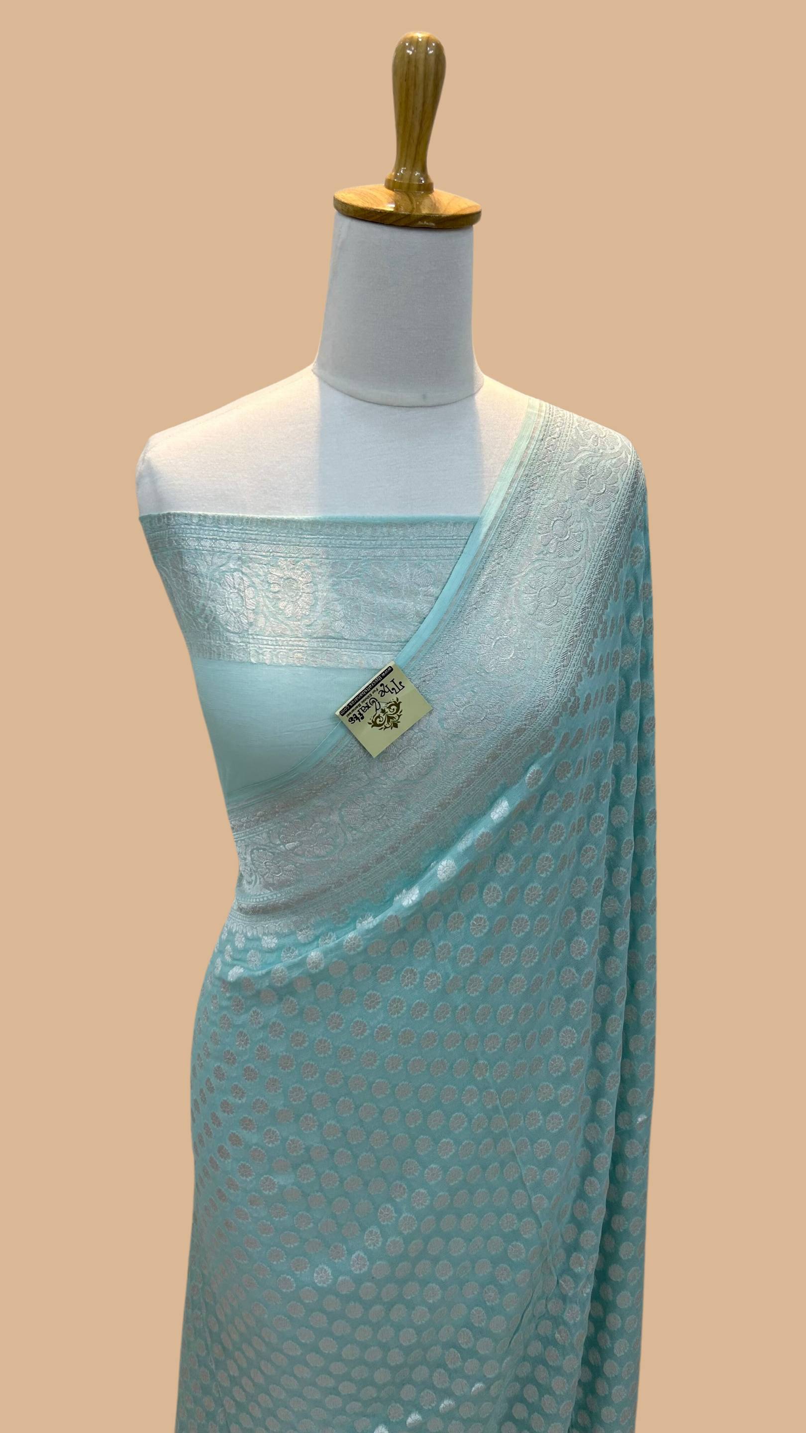 Pure Georgette Banarasi Saree - Silver Zari