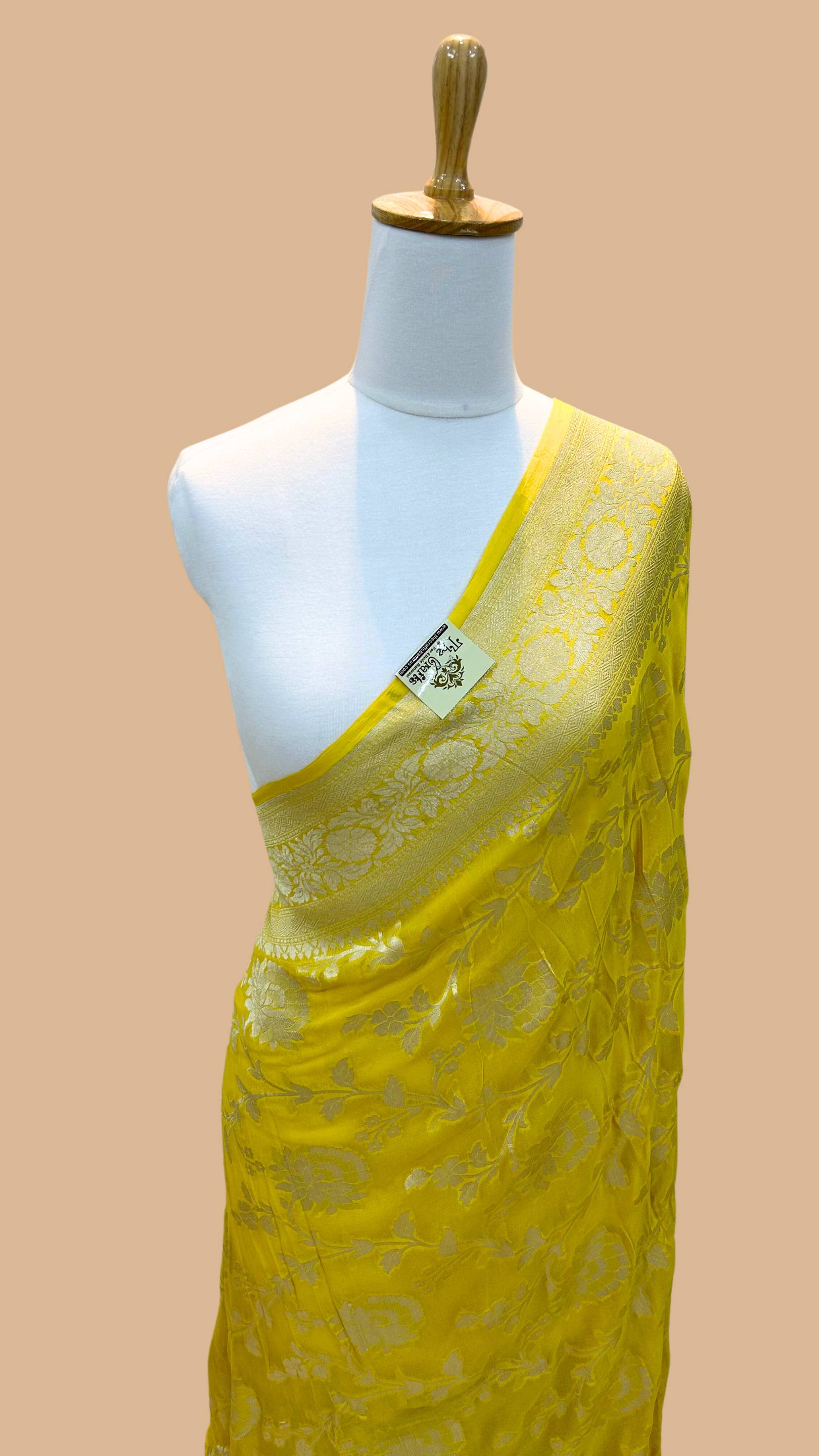 Khaddi Georgette Handloom Banarasi Saree - Water Zari