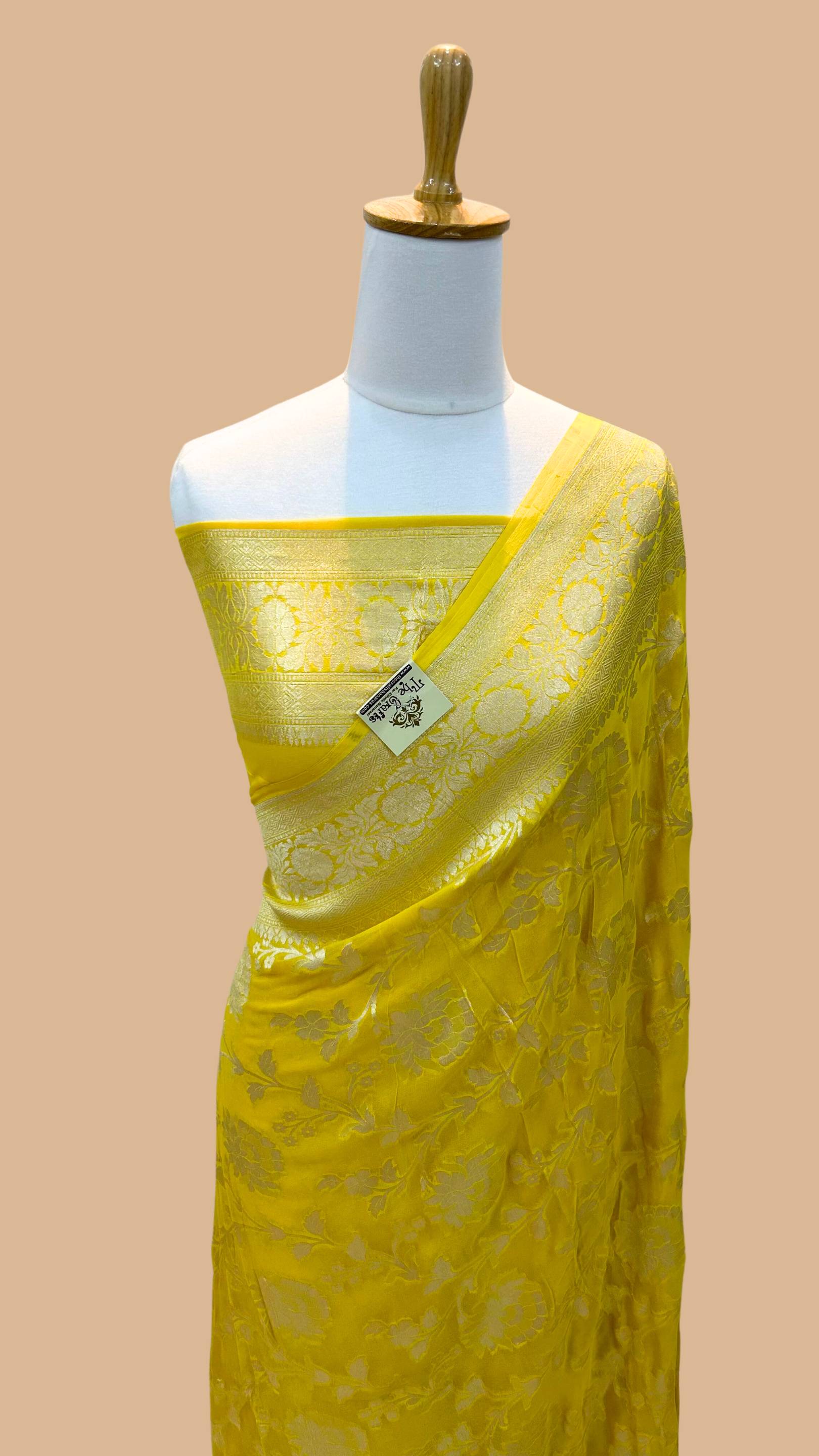 Khaddi Georgette Handloom Banarasi Saree - Water Zari