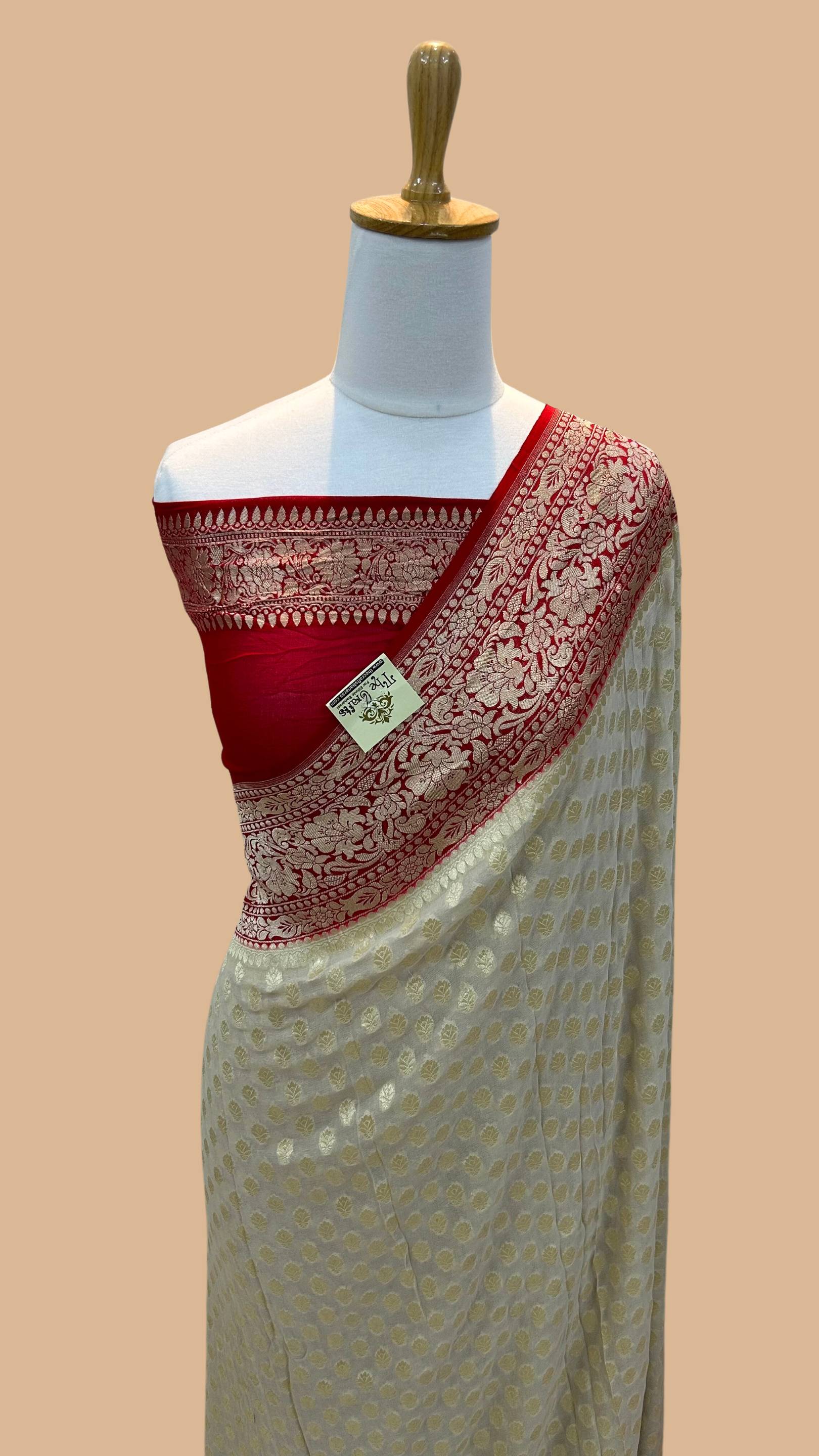 Khaddi Georgette Handloom Banarasi Saree - Water Zari